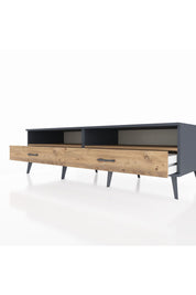 Kronos TV Ünitesi 2 Raflı 2 Çekmeceli  176x59x51 Antrasit-Çam/Çam