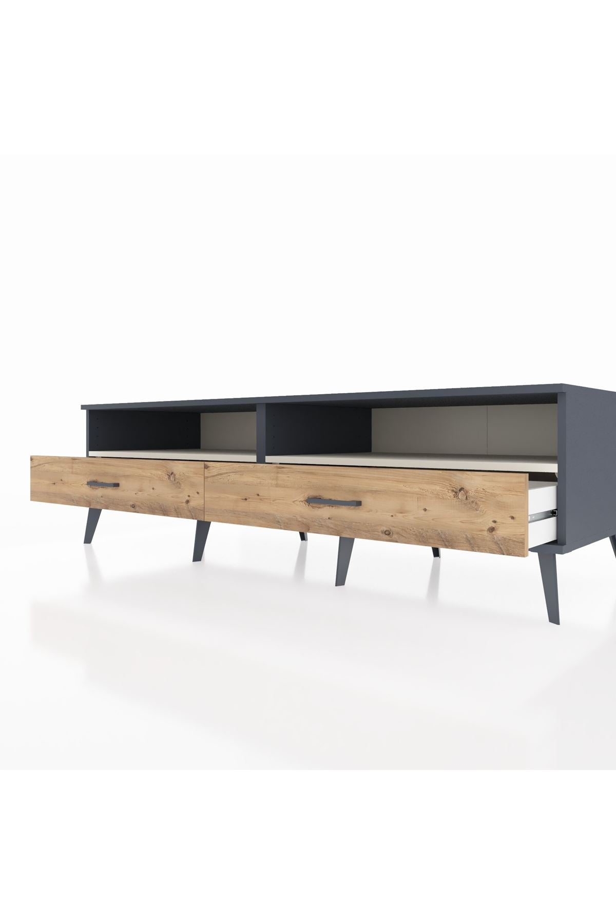 Kronos TV Ünitesi 2 Raflı 2 Çekmeceli  176x59x51 Antrasit-Aytaşı/Çam