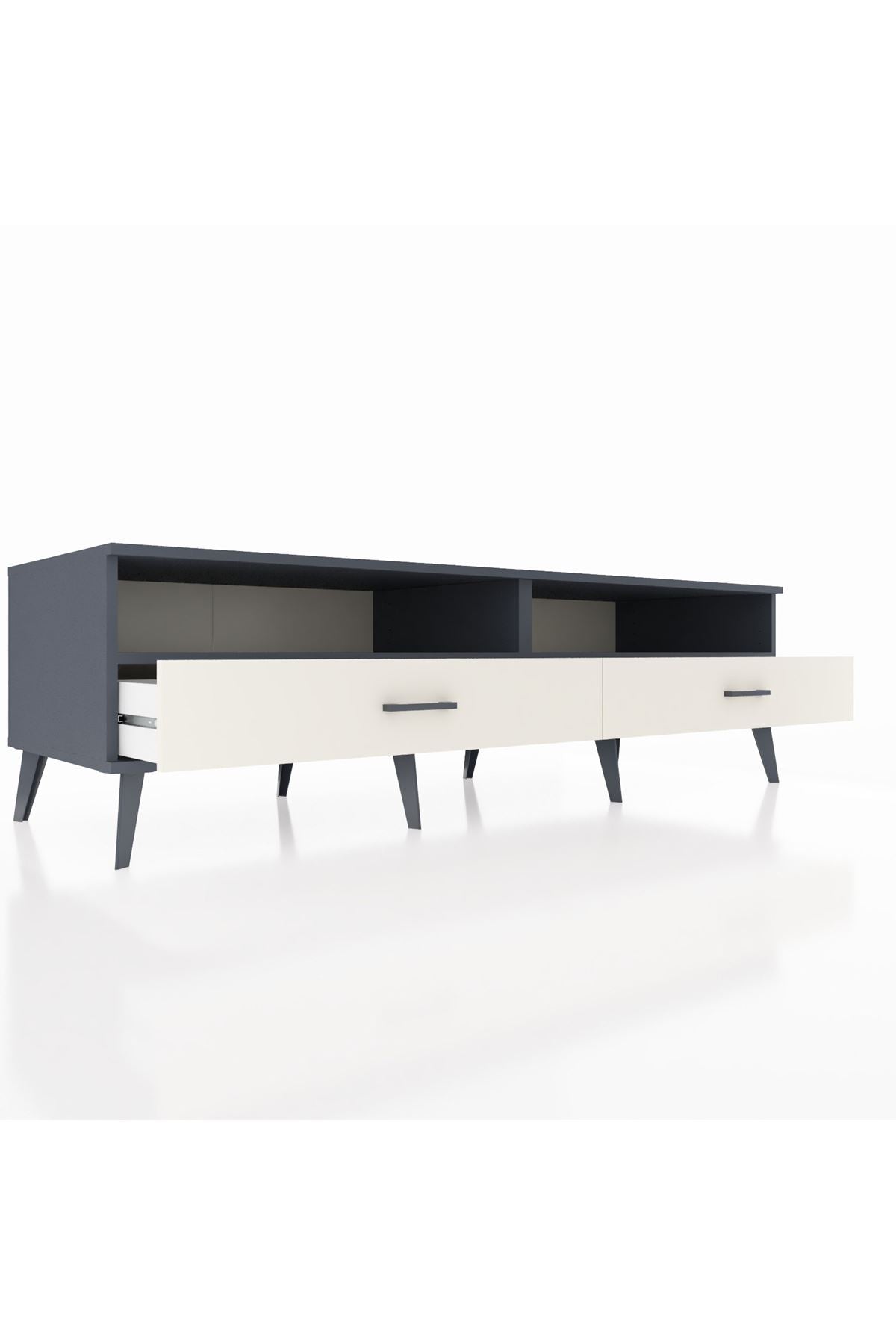 Kronos TV Ünitesi 2 Raflı 2 Çekmeceli  176x59x51 Antrasit-Antrasit/Aytaşı