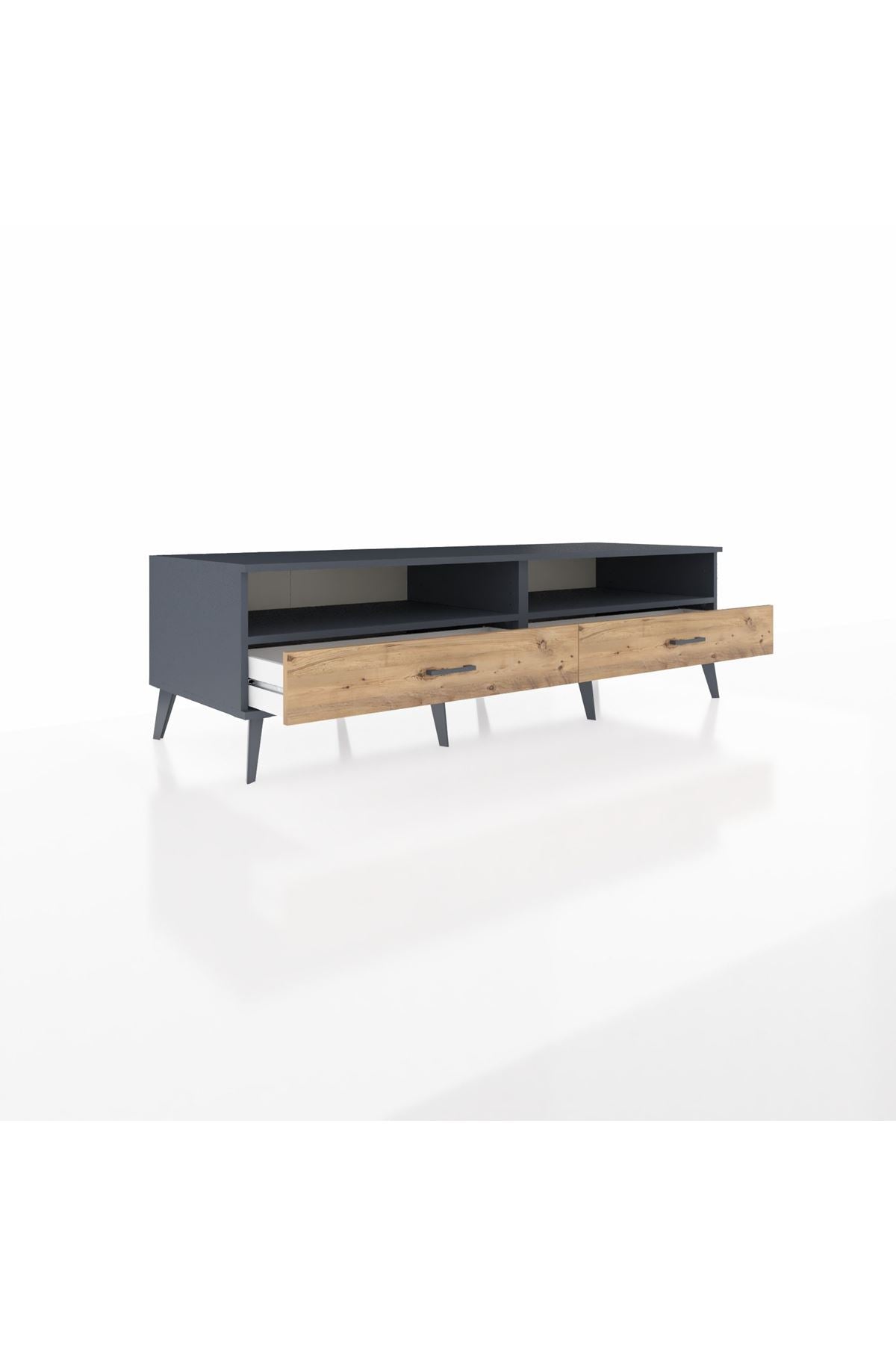 Kronos TV Ünitesi 2 Raflı 2 Çekmeceli  176x59x51 Antrasit-Antrasit/Çam