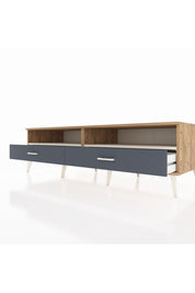 Kronos TV Ünitesi 2 Raflı 2 Çekmeceli  176x59x51 Çam-Aytaşı/Antrasit