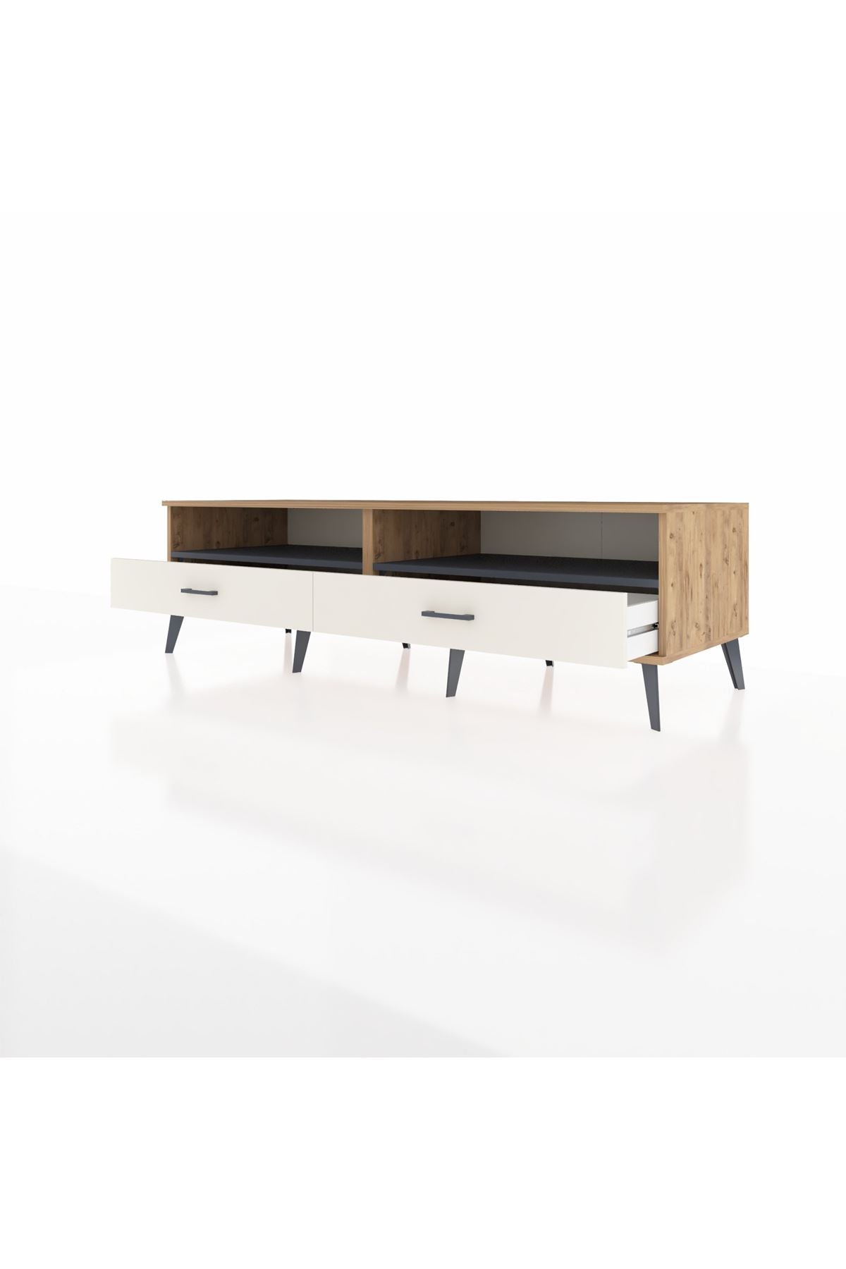 Kronos TV Ünitesi 2 Raflı 2 Çekmeceli  176x59x51 Çam-Antrasit/Aytaşı