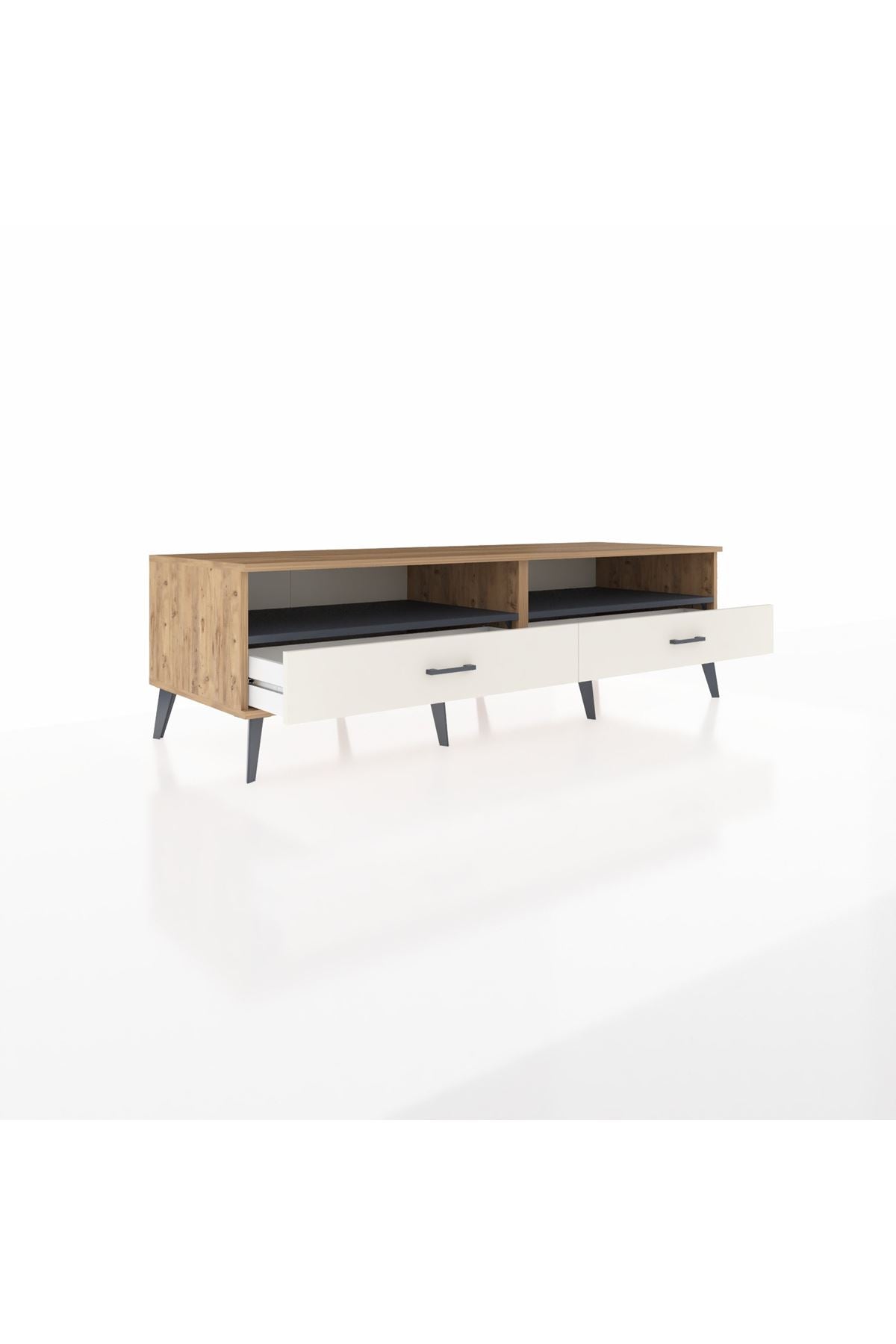 Kronos TV Ünitesi 2 Raflı 2 Çekmeceli  176x59x51 Çam-Antrasit/Aytaşı