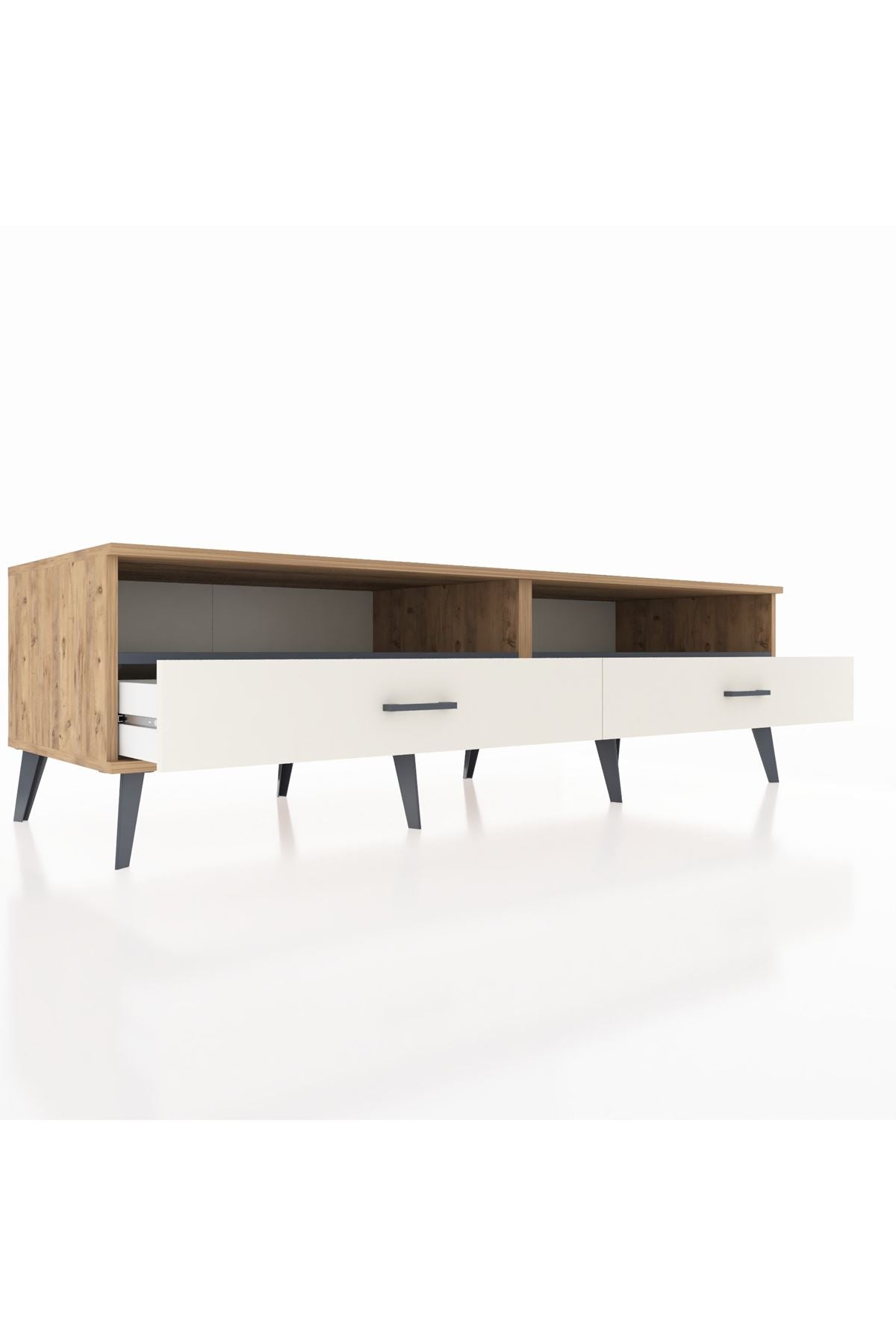 Kronos TV Ünitesi 2 Raflı 2 Çekmeceli  176x59x51 Çam-Antrasit/Aytaşı