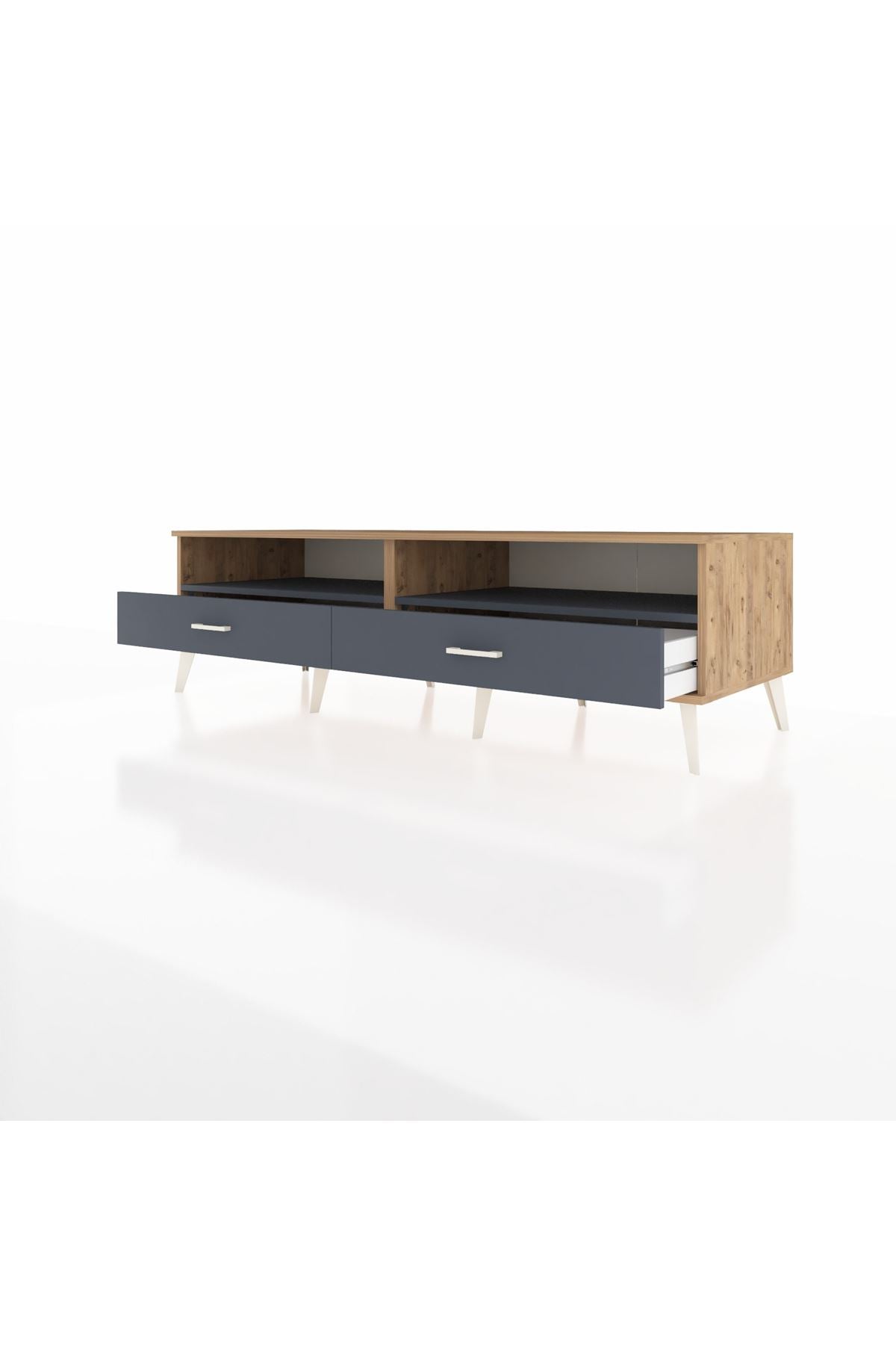 Kronos TV Ünitesi 2 Raflı 2 Çekmeceli  176x59x51 Çam-Antrasit/Antrasit