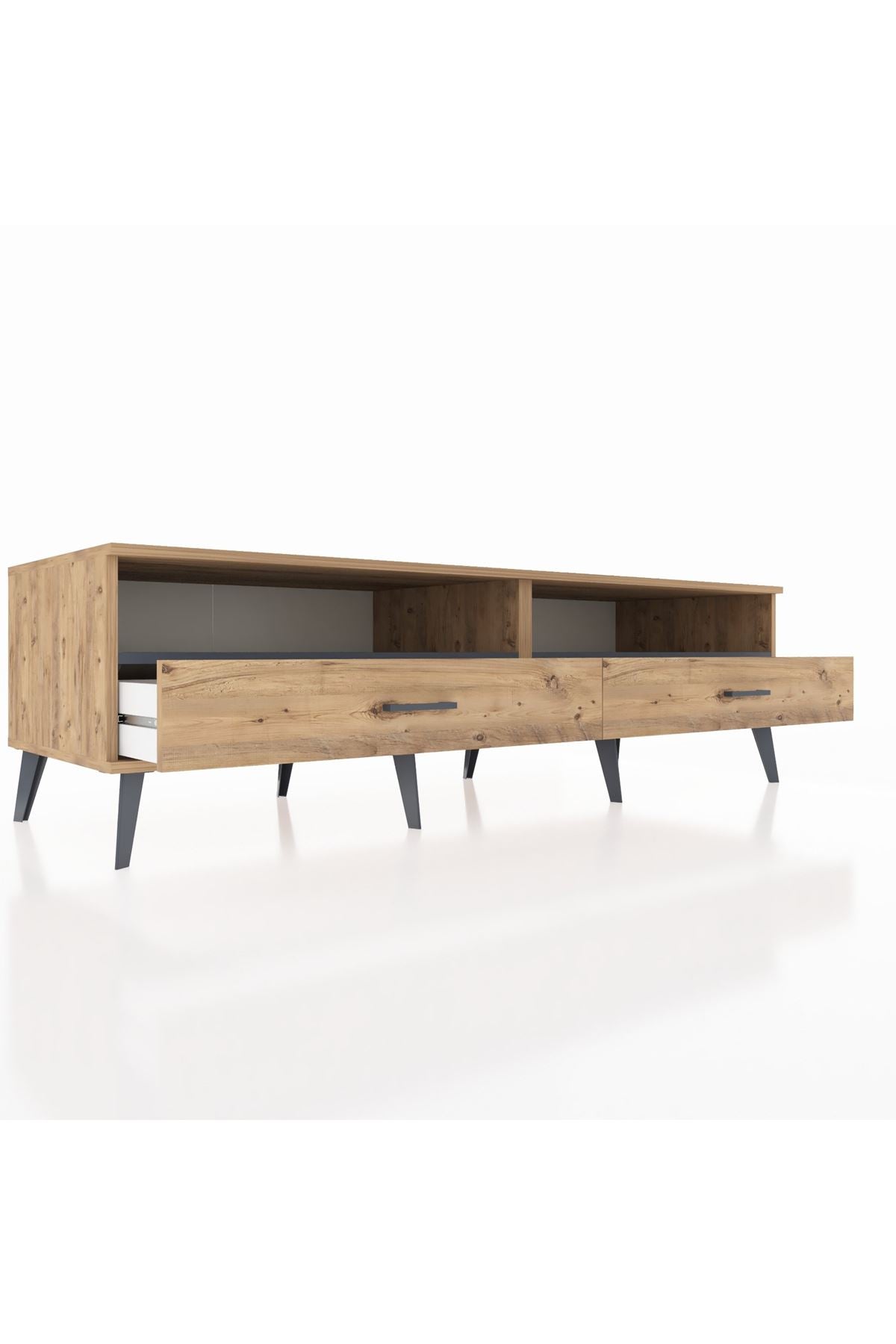 Kronos TV Ünitesi 2 Raflı 2 Çekmeceli  176x59x51 Çam-Antrasit/Çam