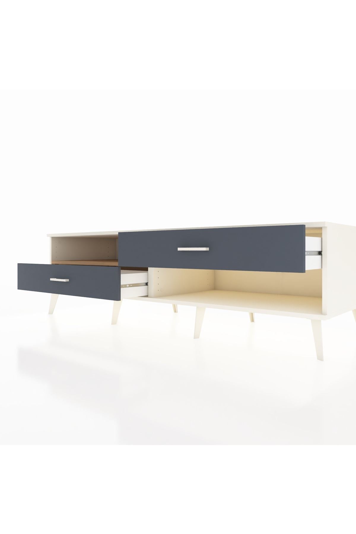 Kronos TV Ünitesi Tek Raflı 2 Çekmeceli  176x59x51 Aytaşı-Çam/Antrasit