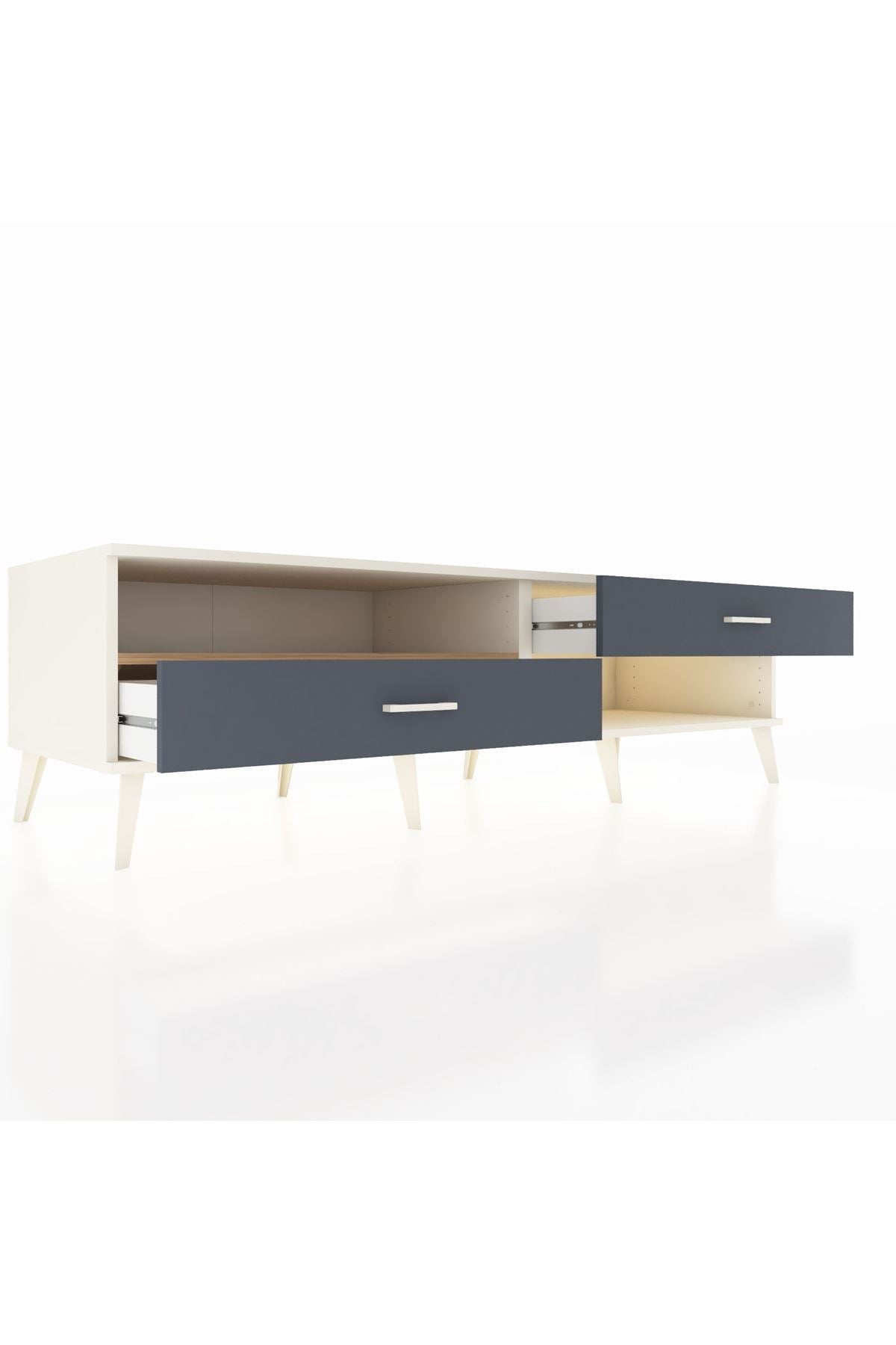 Kronos TV Ünitesi Tek Raflı 2 Çekmeceli  176x59x51 Aytaşı-Çam/Antrasit