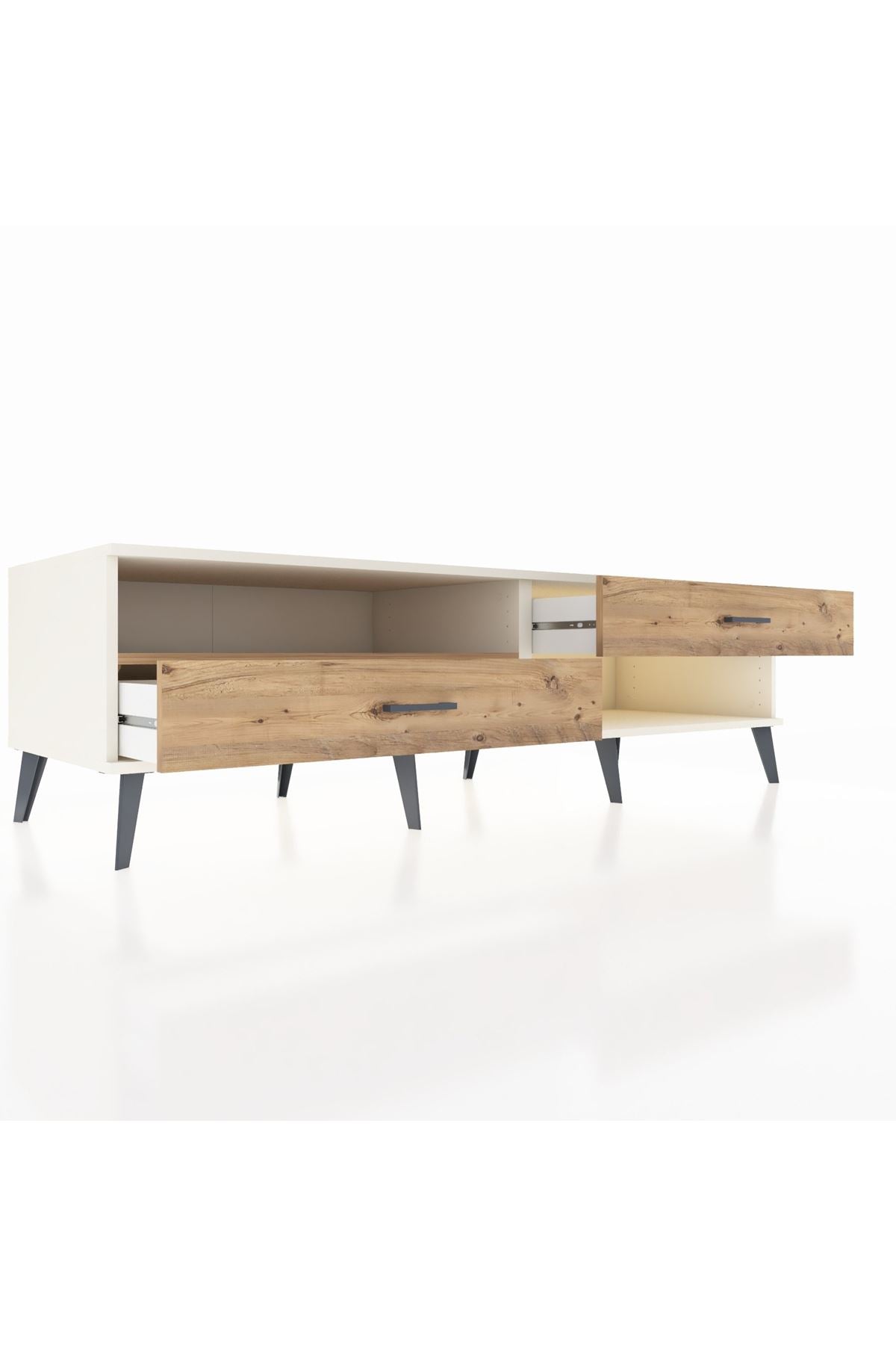 Kronos TV Ünitesi Tek Raflı 2 Çekmeceli  176x59x51 Aytaşı-Çam/Çam