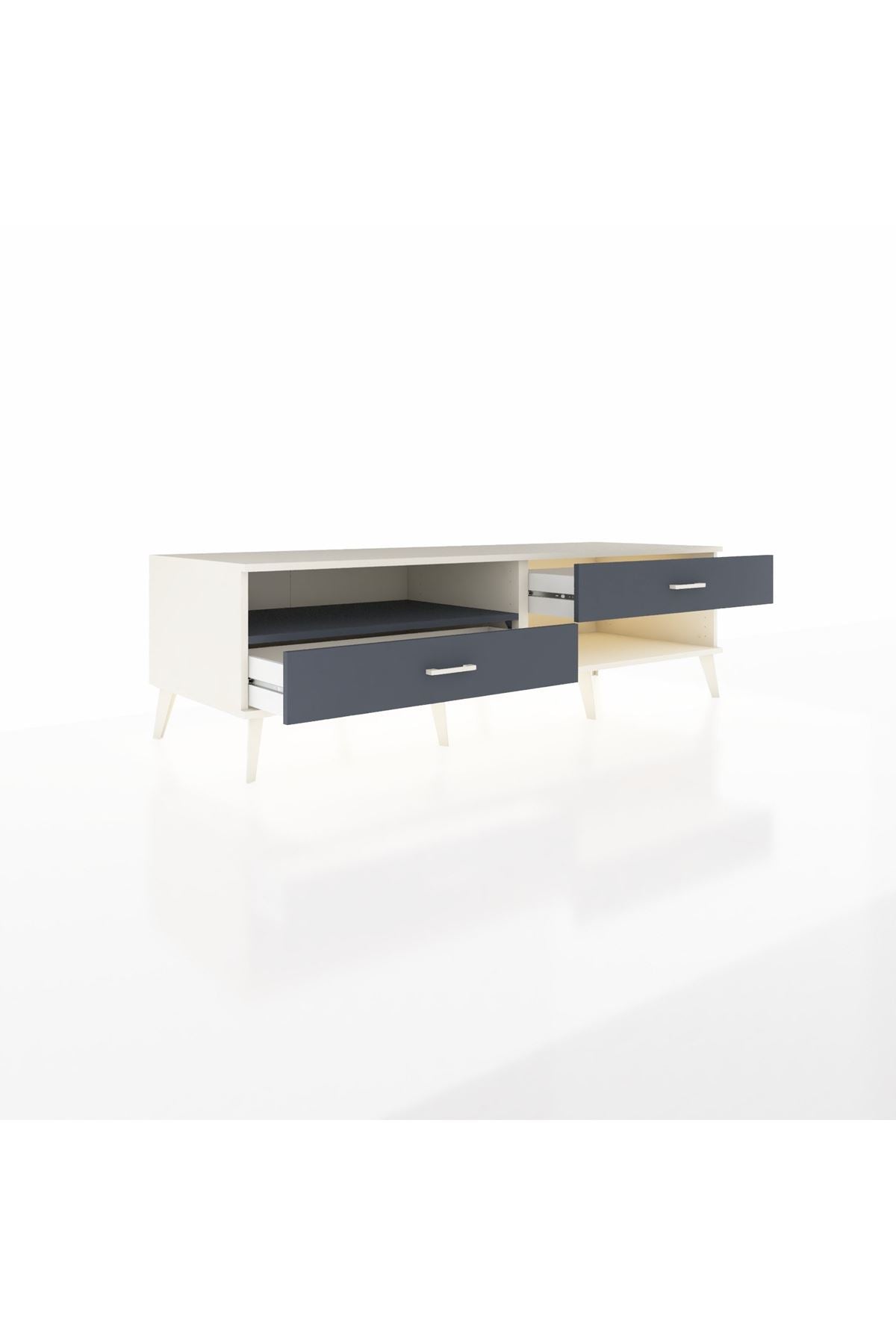 Kronos TV Ünitesi Tek Raflı 2 Çekmeceli  176x59x51 Aytaşı-Antrasit/Antrasit