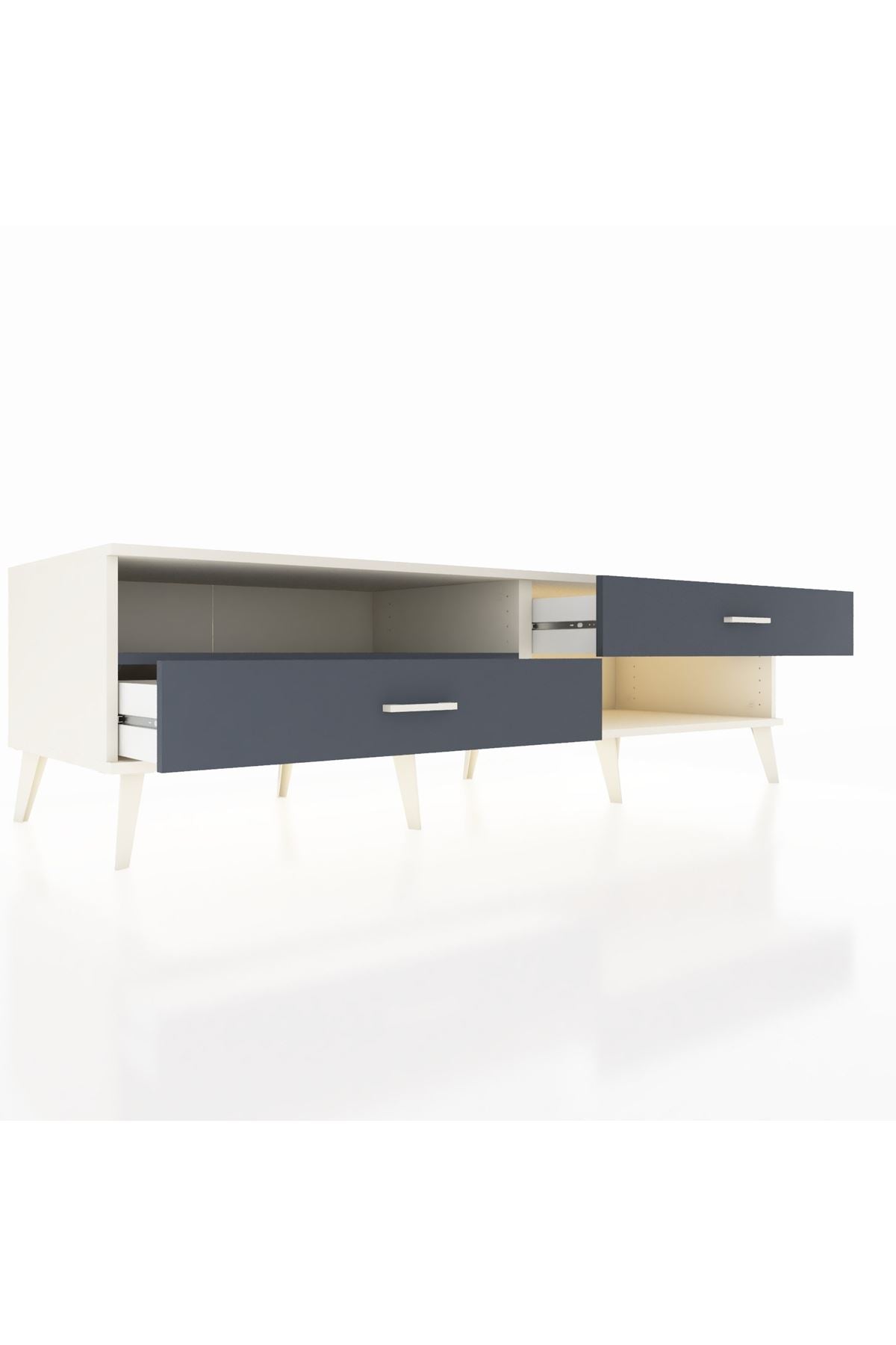 Kronos TV Ünitesi Tek Raflı 2 Çekmeceli  176x59x51 Aytaşı-Antrasit/Antrasit