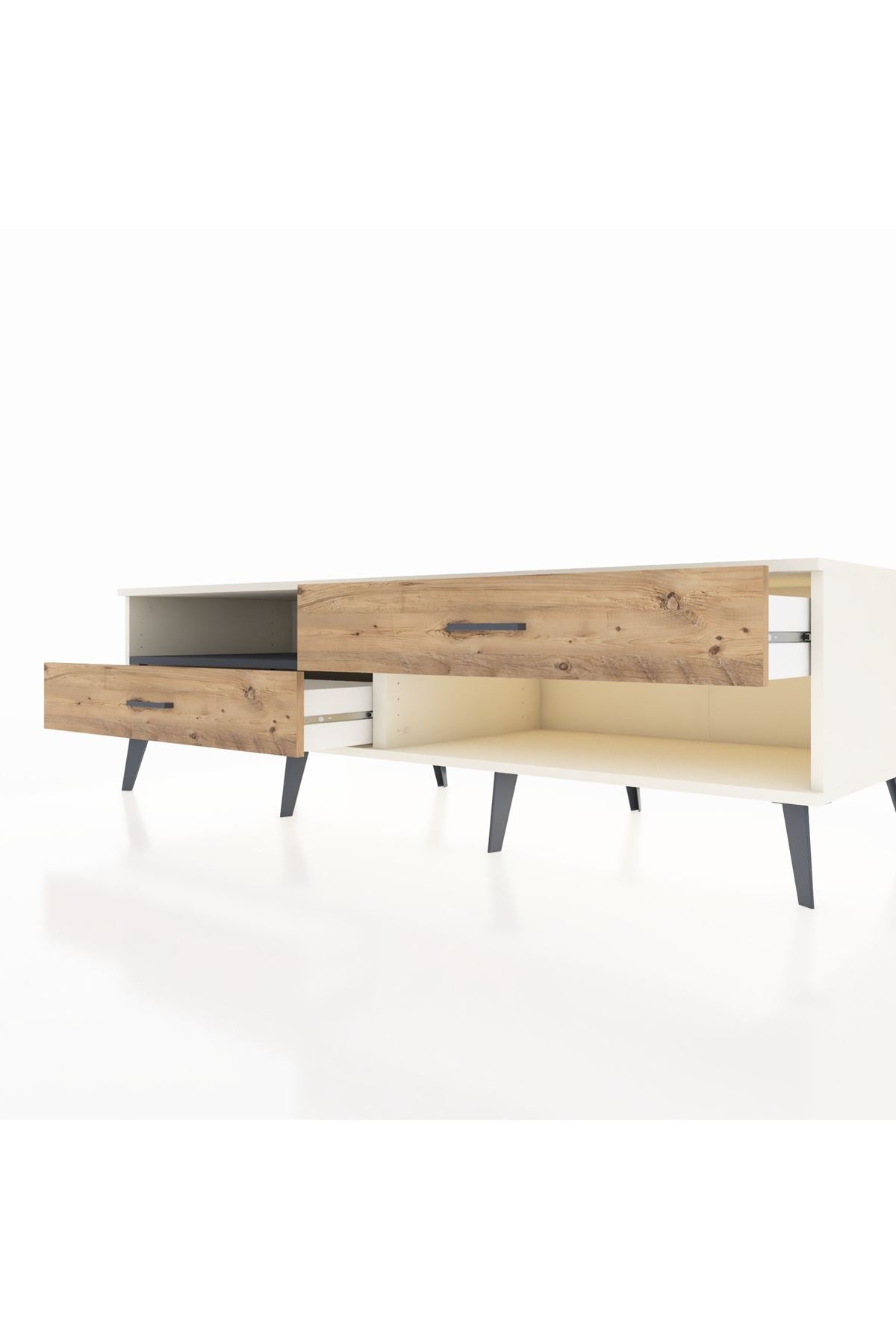 Kronos TV Ünitesi Tek Raflı 2 Çekmeceli  176x59x51 Aytaşı-Antrasit/Çam