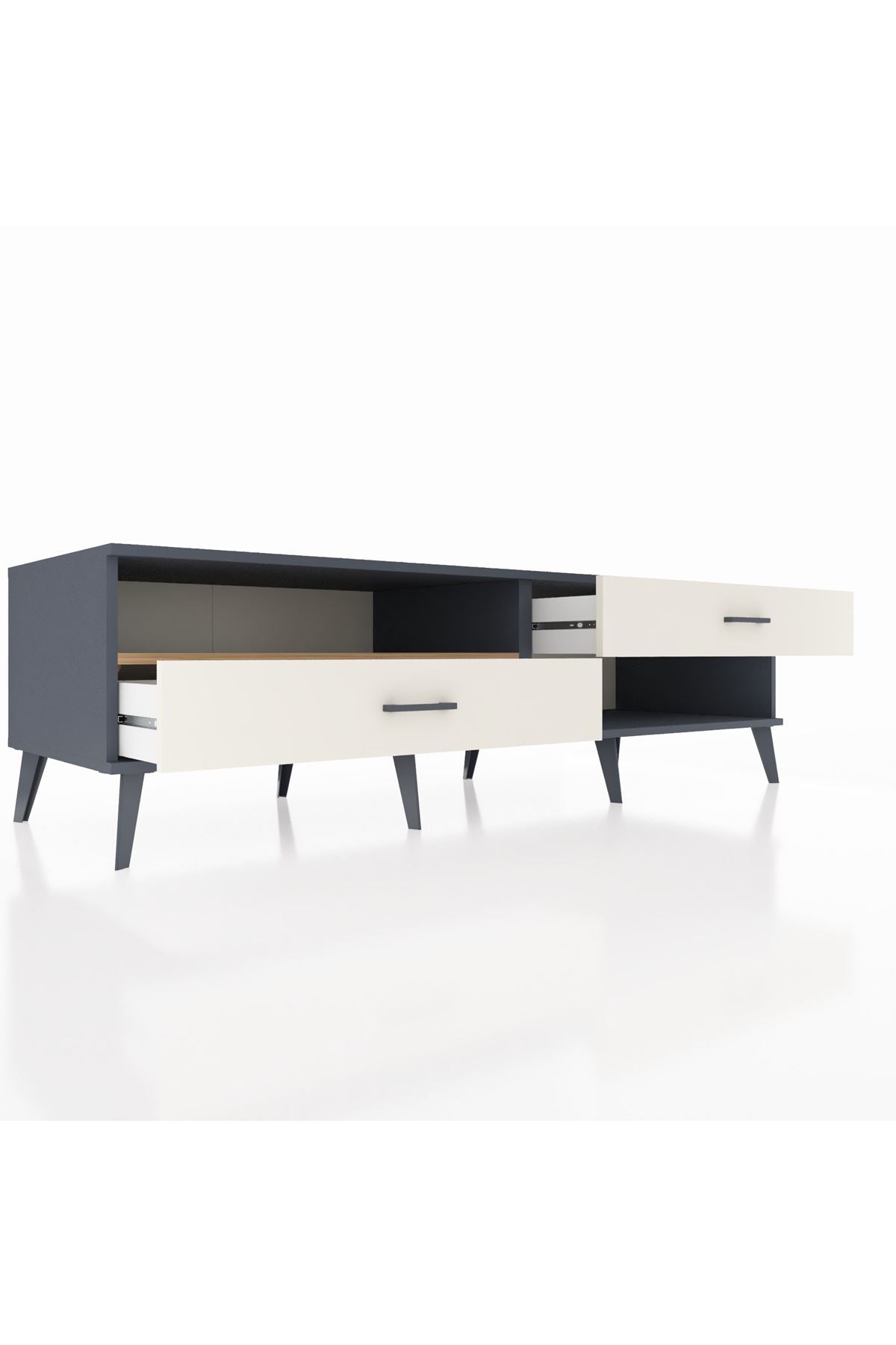 Kronos TV Ünitesi Tek Raflı 2 Çekmeceli  176x59x51 Antrasit-Çam/Aytaşı