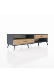 Kronos TV Ünitesi Tek Raflı 2 Çekmeceli  176x59x51 Antrasit-Çam/Çam