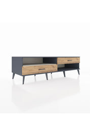 Kronos TV Ünitesi Tek Raflı 2 Çekmeceli  176x59x51 Antrasit-Aytaşı/Çam