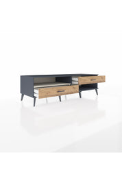 Kronos TV Ünitesi Tek Raflı 2 Çekmeceli  176x59x51 Antrasit-Aytaşı/Çam