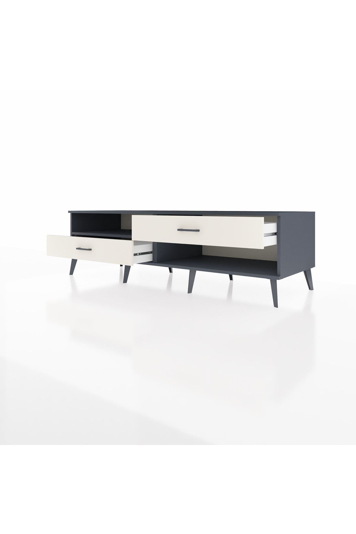 Kronos TV Ünitesi Tek Raflı 2 Çekmeceli  176x59x51 Antrasit-Antrasit/Aytaşı