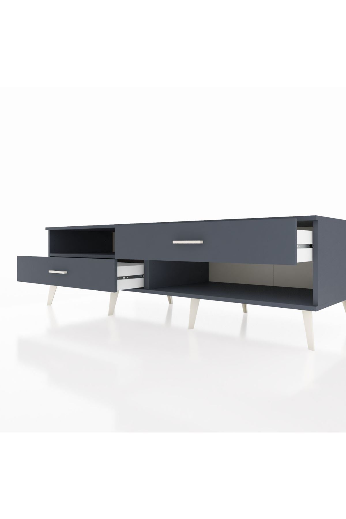 Kronos TV Ünitesi Tek Raflı 2 Çekmeceli  176x59x51 Antrasit-Antrasit/Antrasit