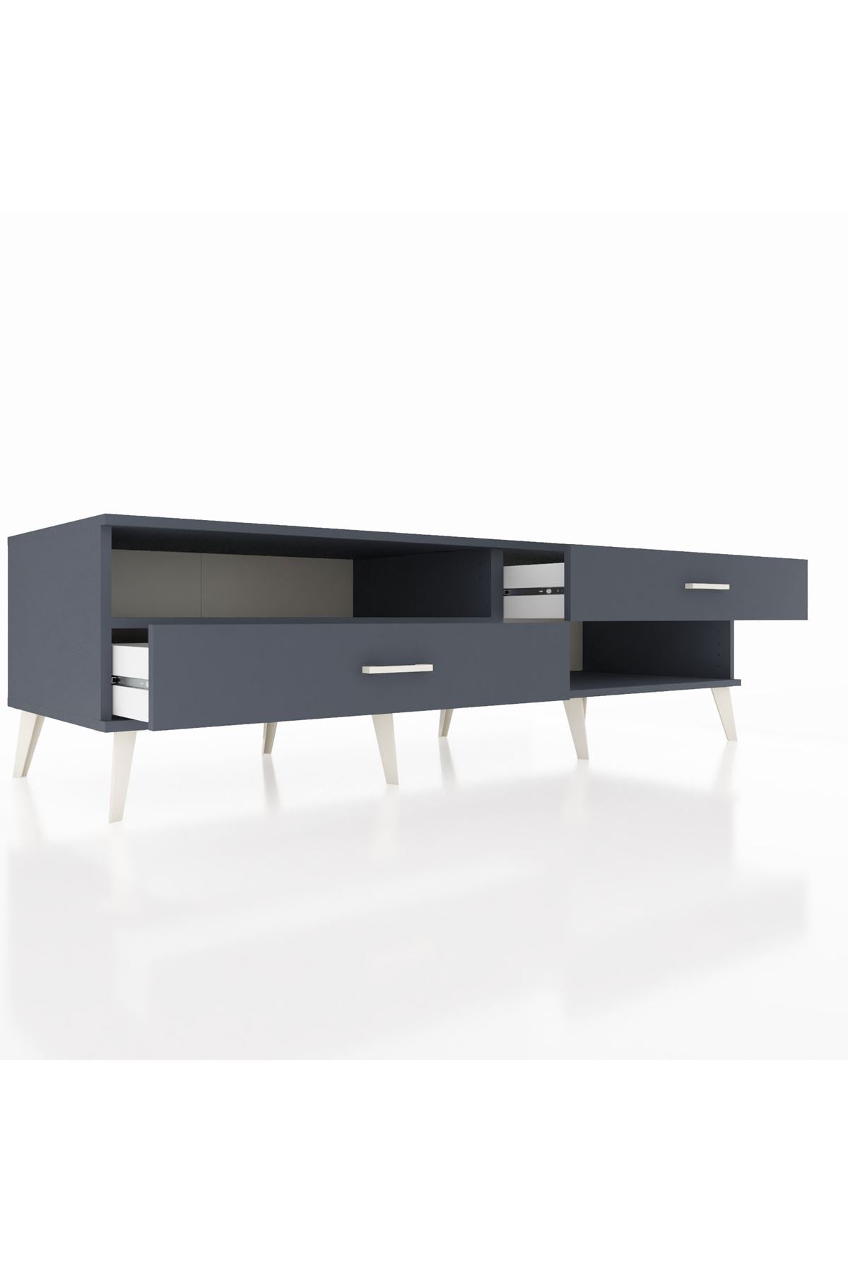 Kronos TV Ünitesi Tek Raflı 2 Çekmeceli  176x59x51 Antrasit-Antrasit/Antrasit