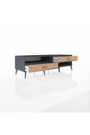 Kronos TV Ünitesi Tek Raflı 2 Çekmeceli  176x59x51 Antrasit-Antrasit/Çam