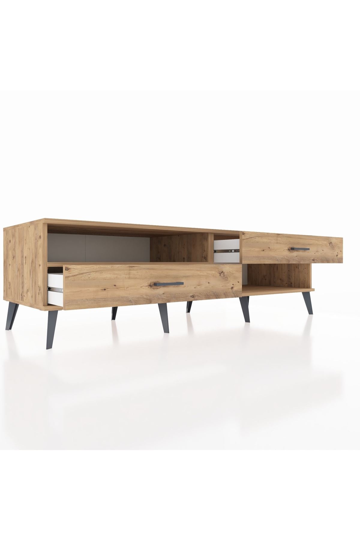 Kronos TV Ünitesi Tek Raflı 2 Çekmeceli  176x59x51 Çam-Çam/Çam