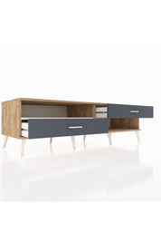 Kronos TV Ünitesi Tek Raflı 2 Çekmeceli  176x59x51 Çam-Aytaşı/Antrasit