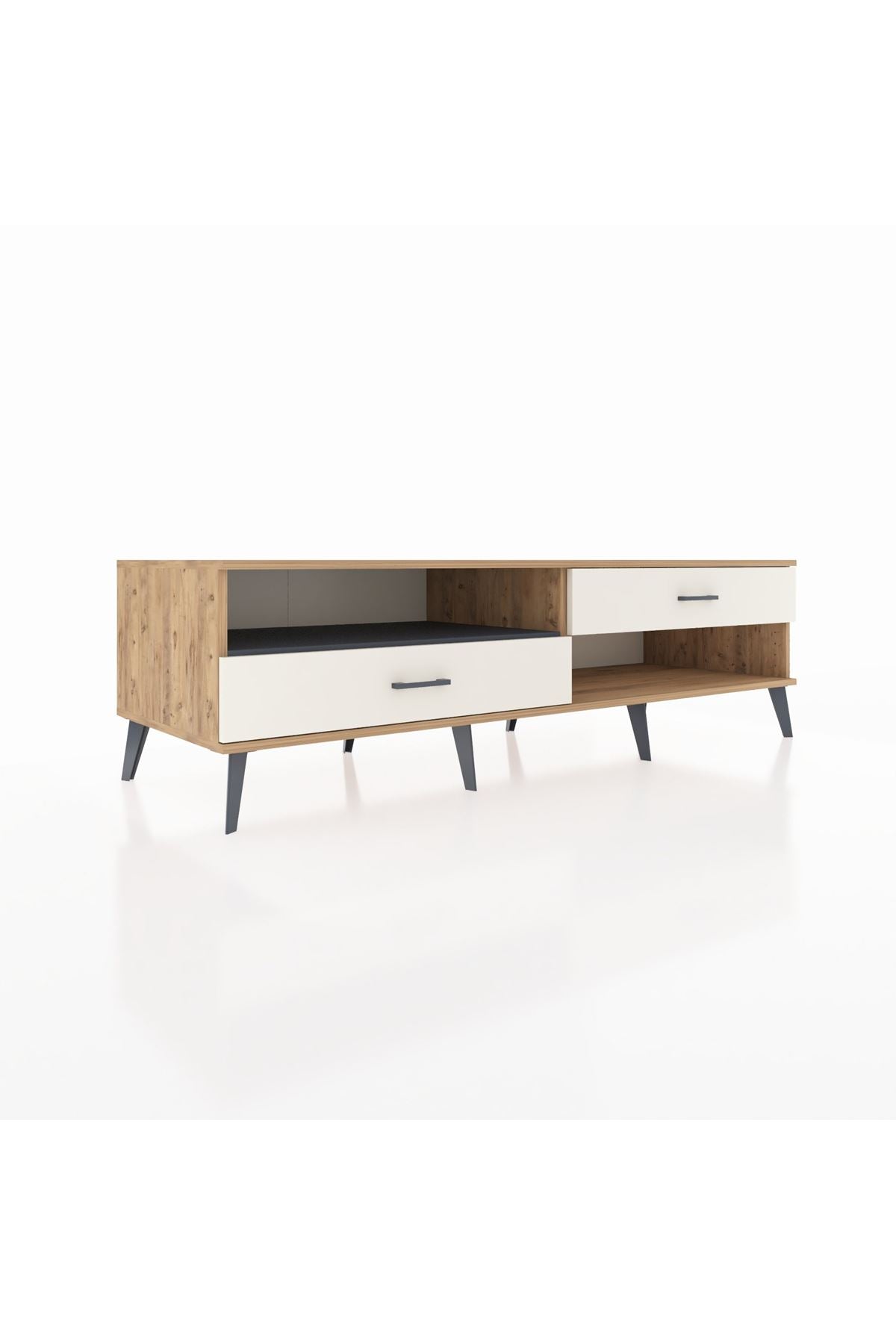 Kronos TV Ünitesi Tek Raflı 2 Çekmeceli  176x59x51 Çam-Antrasit/Aytaşı