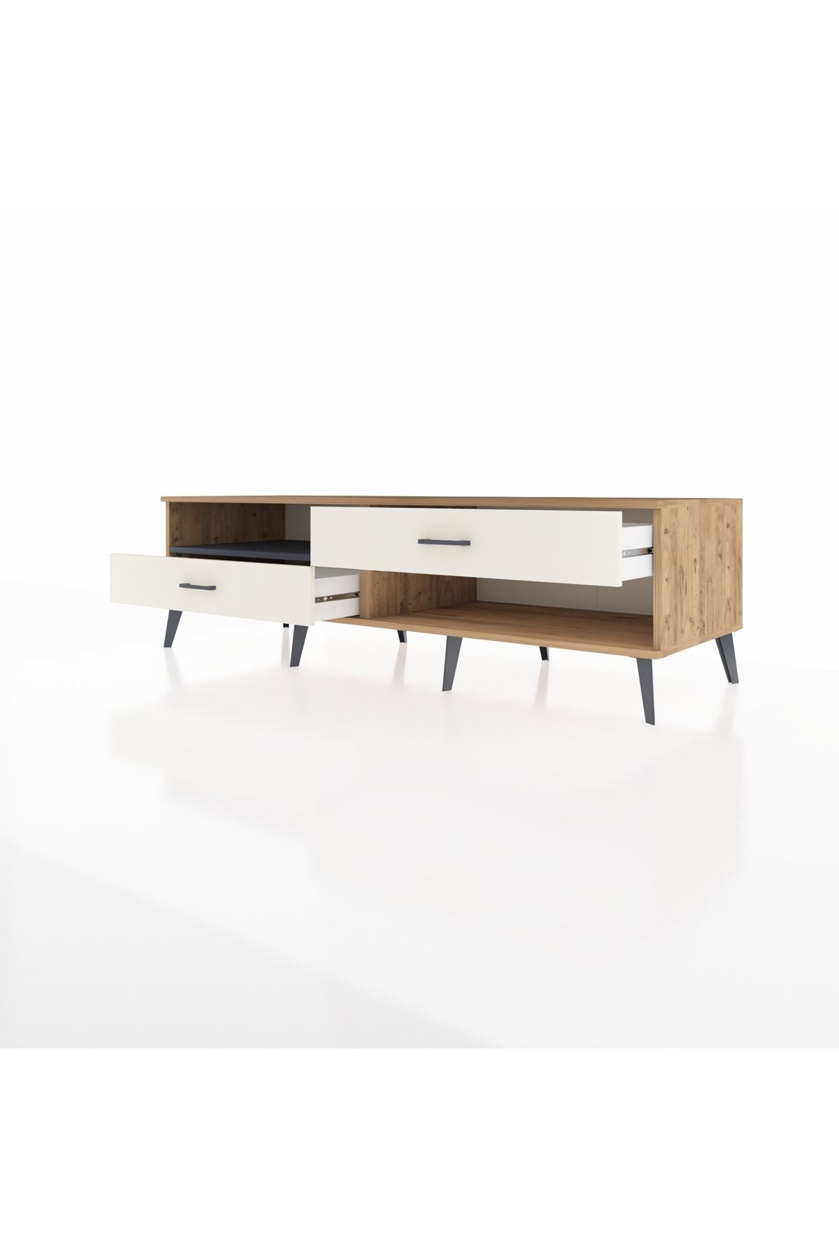 Kronos TV Ünitesi Tek Raflı 2 Çekmeceli  176x59x51 Çam-Antrasit/Aytaşı