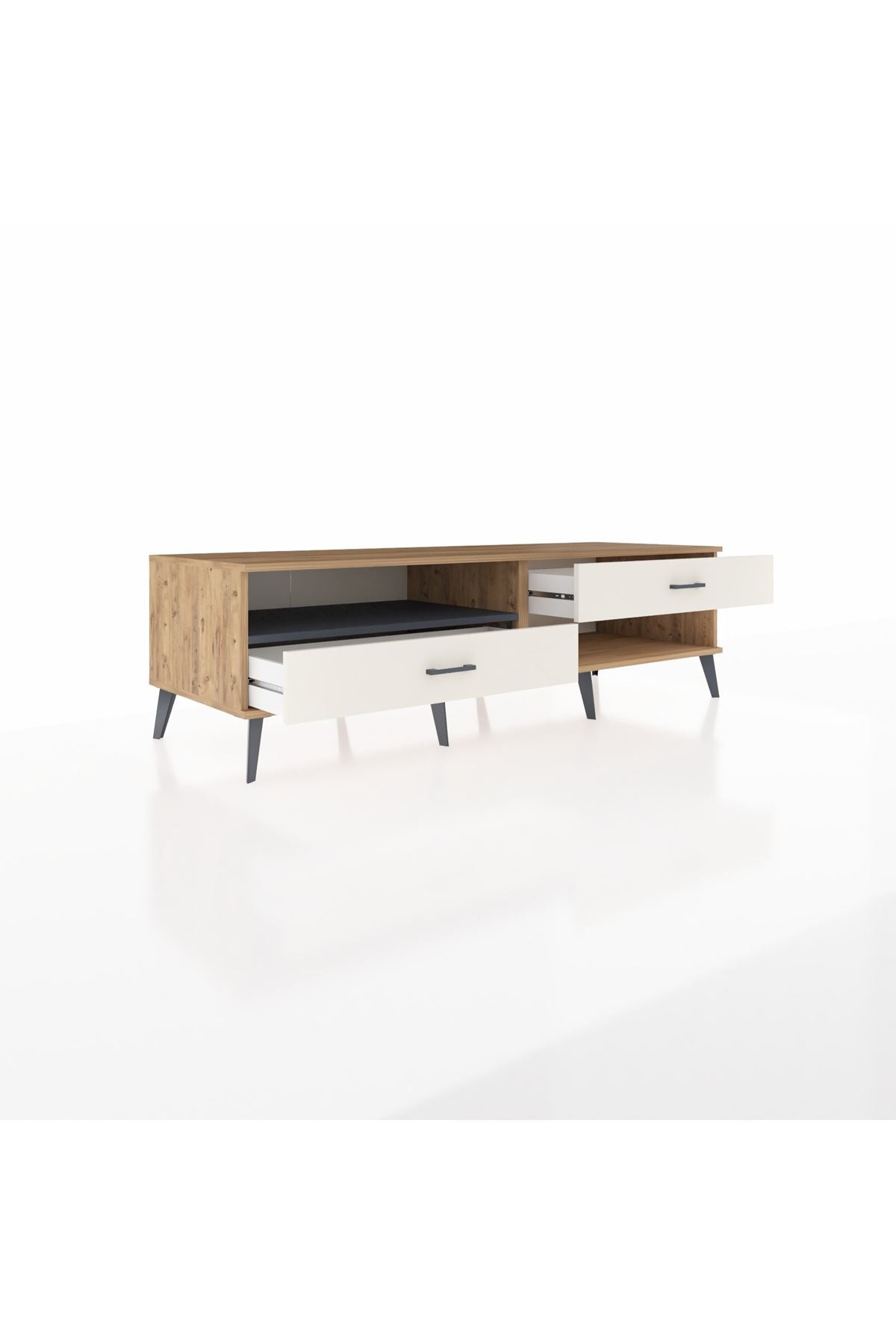 Kronos TV Ünitesi Tek Raflı 2 Çekmeceli  176x59x51 Çam-Antrasit/Aytaşı