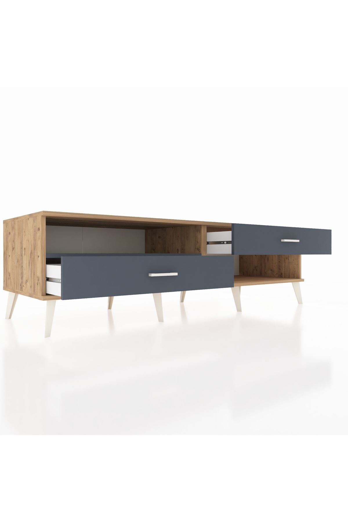 Kronos TV Ünitesi Tek Raflı 2 Çekmeceli  176x59x51 Çam-Antrasit/Antrasit