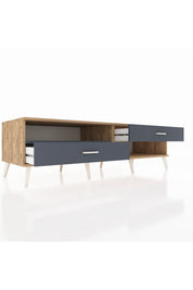 Kronos TV Ünitesi Tek Raflı 2 Çekmeceli  176x59x51 Çam-Antrasit/Antrasit