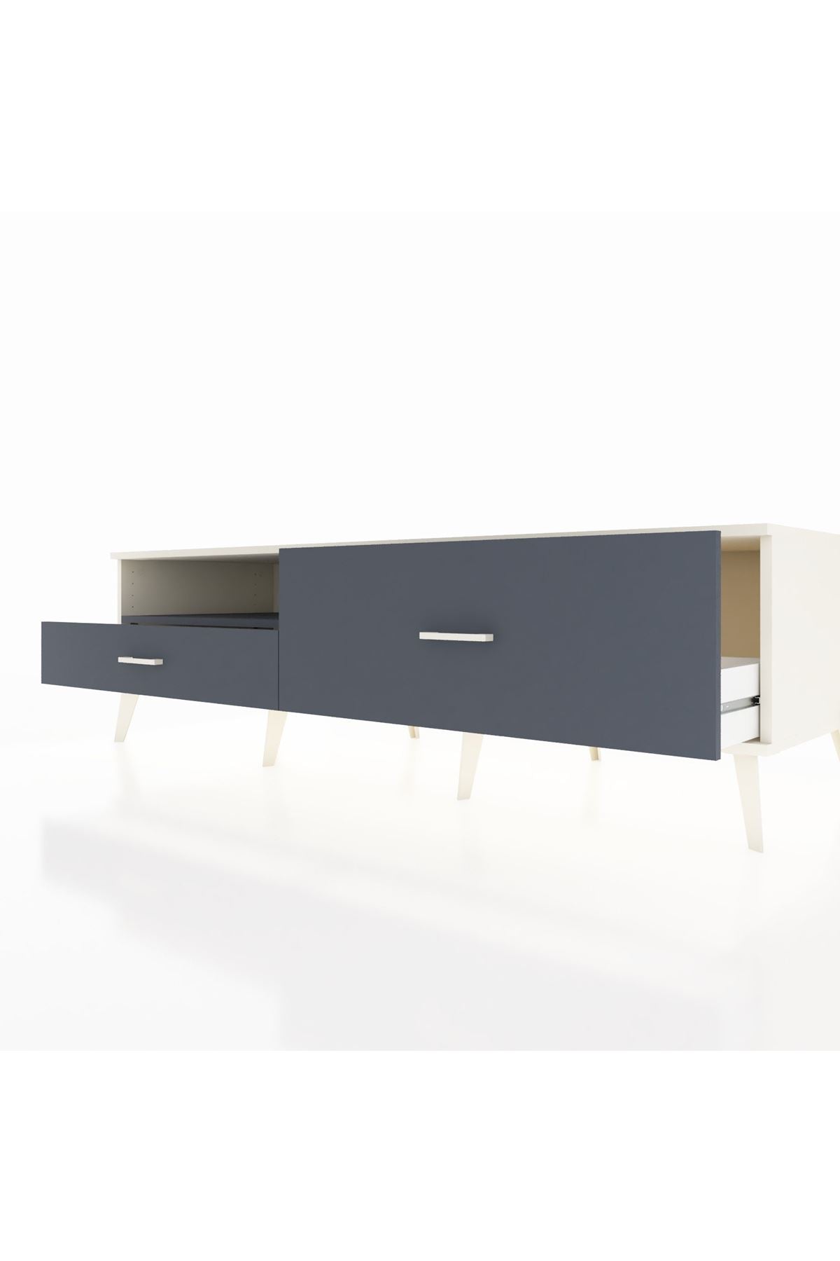 Kronos TV Ünitesi Tek Raflı 2 Çekmeceli  176x59x51 Aytaşı-Antrasit/Antrasit