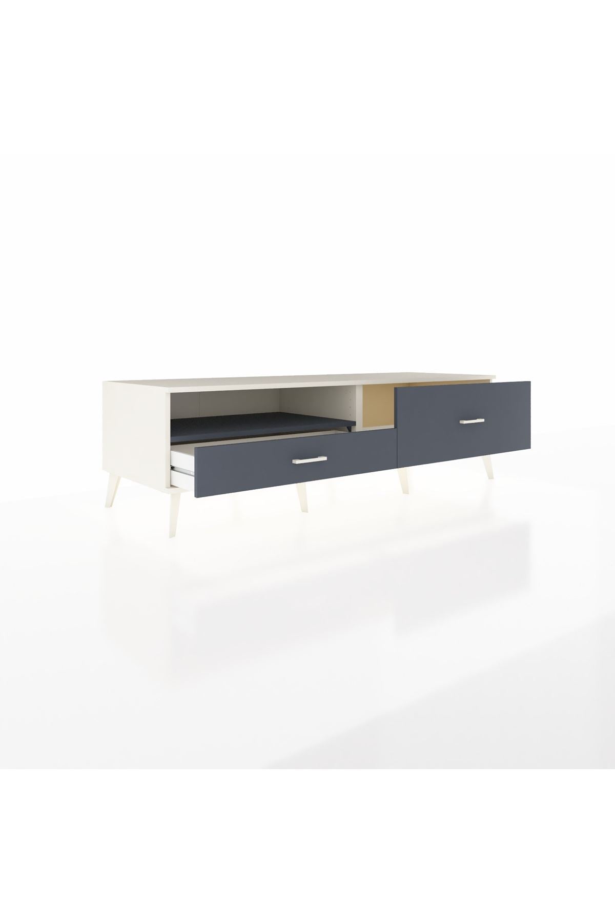 Kronos TV Ünitesi Tek Raflı 2 Çekmeceli  176x59x51 Aytaşı-Antrasit/Antrasit