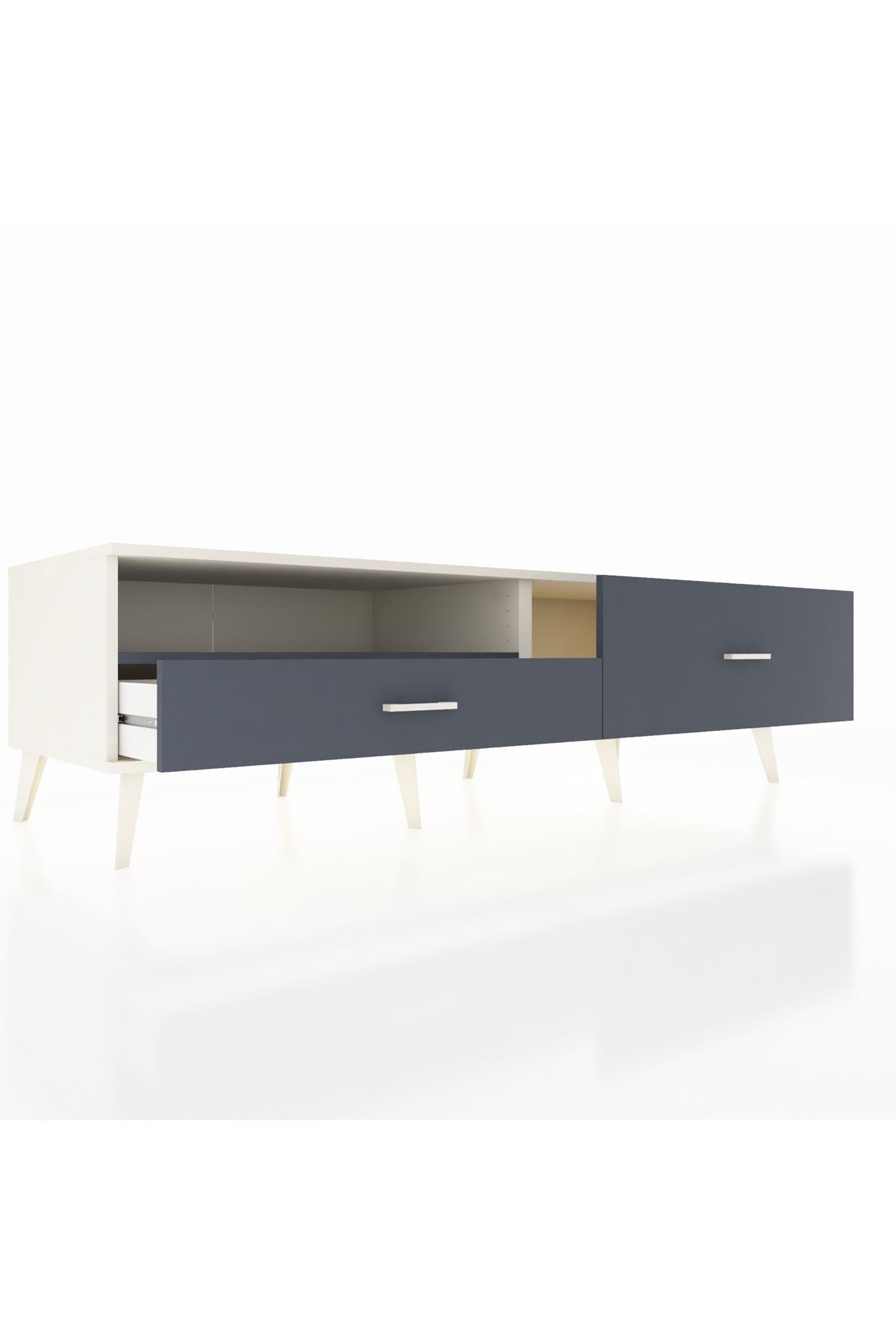 Kronos TV Ünitesi Tek Raflı 2 Çekmeceli  176x59x51 Aytaşı-Antrasit/Antrasit