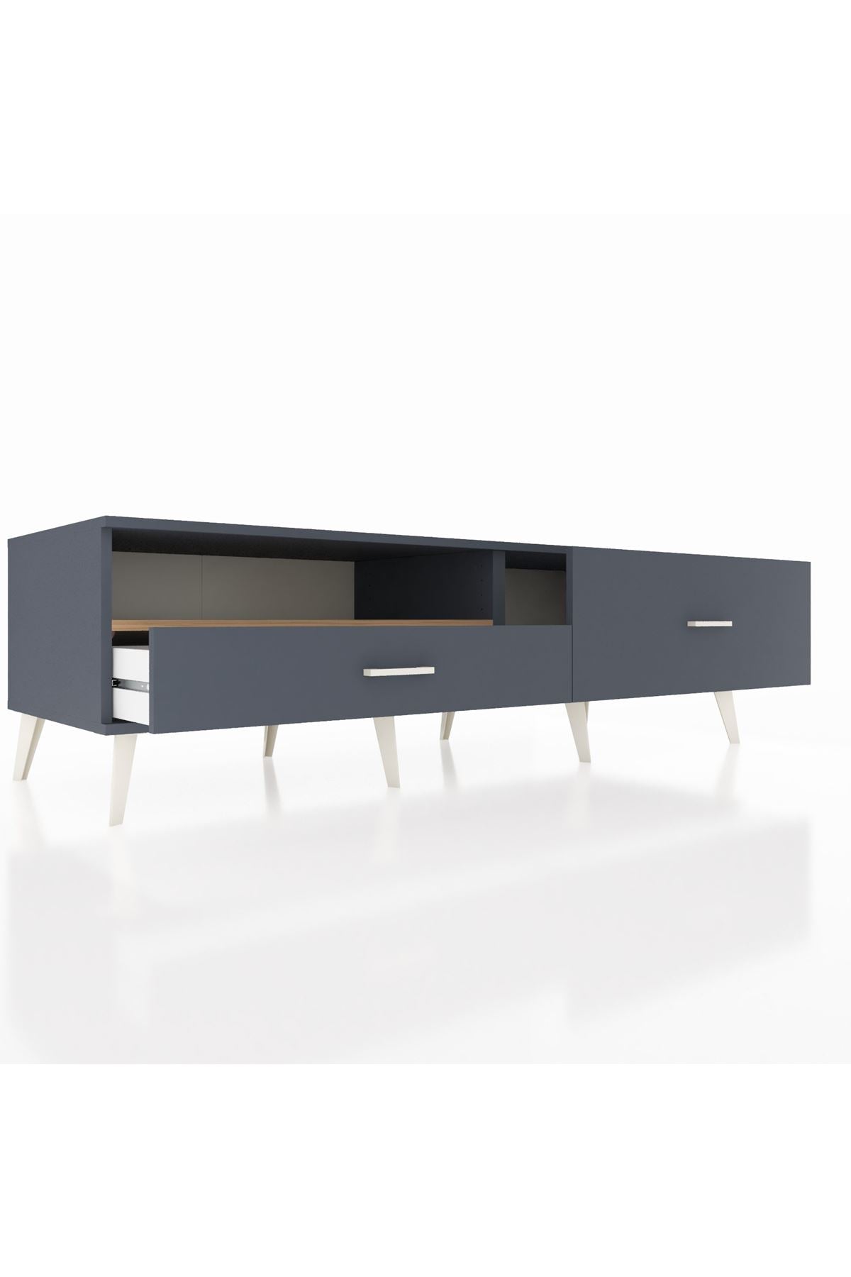 Kronos TV Ünitesi Tek Raflı 2 Çekmeceli  176x59x51 Antrasit-Çam/Antrasit