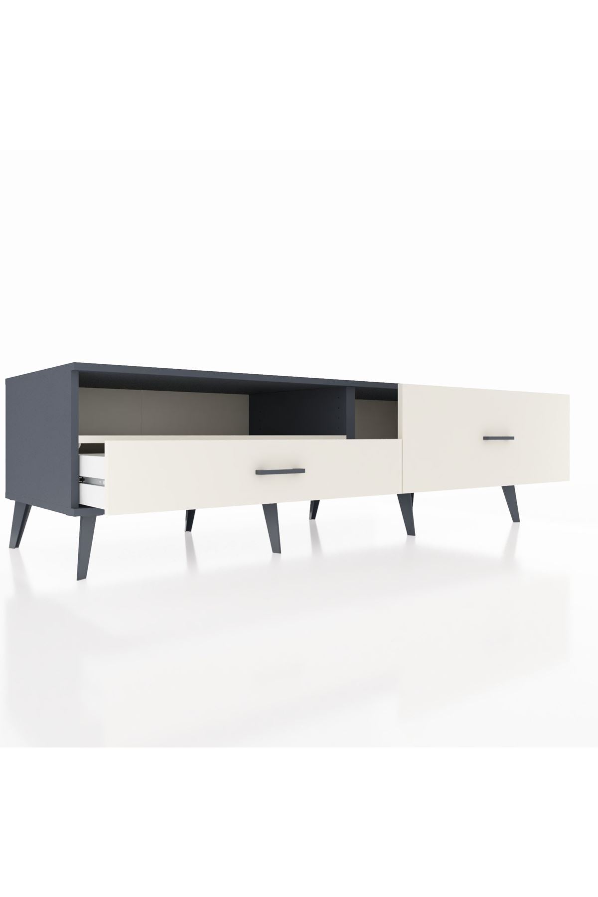 Kronos TV Ünitesi Tek Raflı 2 Çekmeceli  176x59x51 Antrasit-Aytaşı/Aytaşı