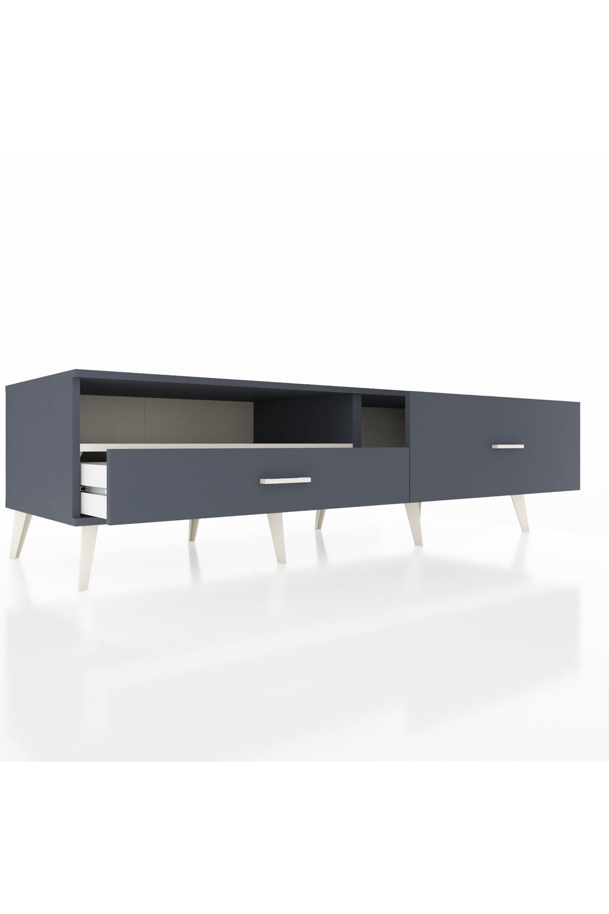 Kronos TV Ünitesi Tek Raflı 2 Çekmeceli  176x59x51 Antrasit-Aytaşı/Antrasit