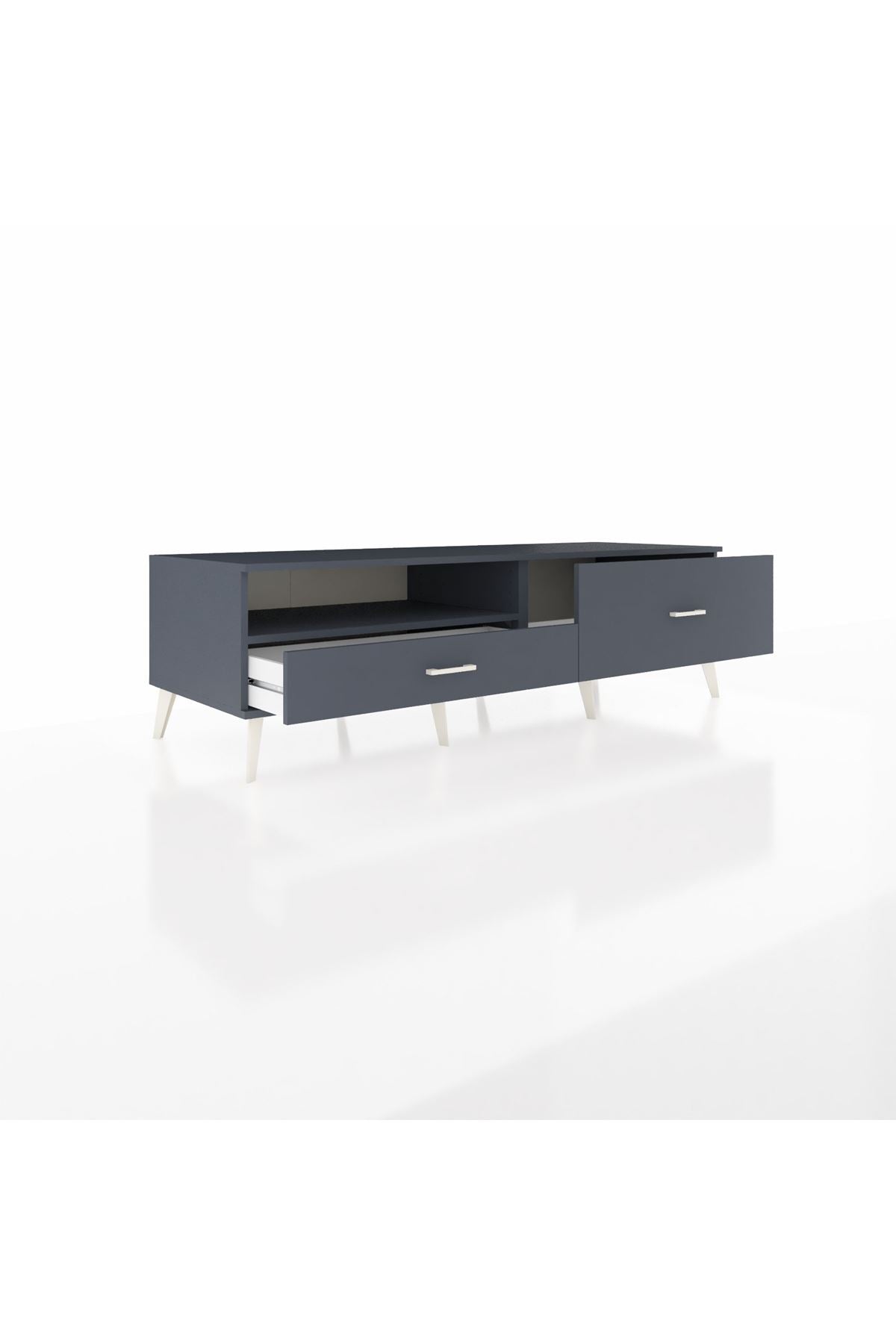 Kronos TV Ünitesi Tek Raflı 2 Çekmeceli  176x59x51 Antrasit-Antrasit/Antrasit