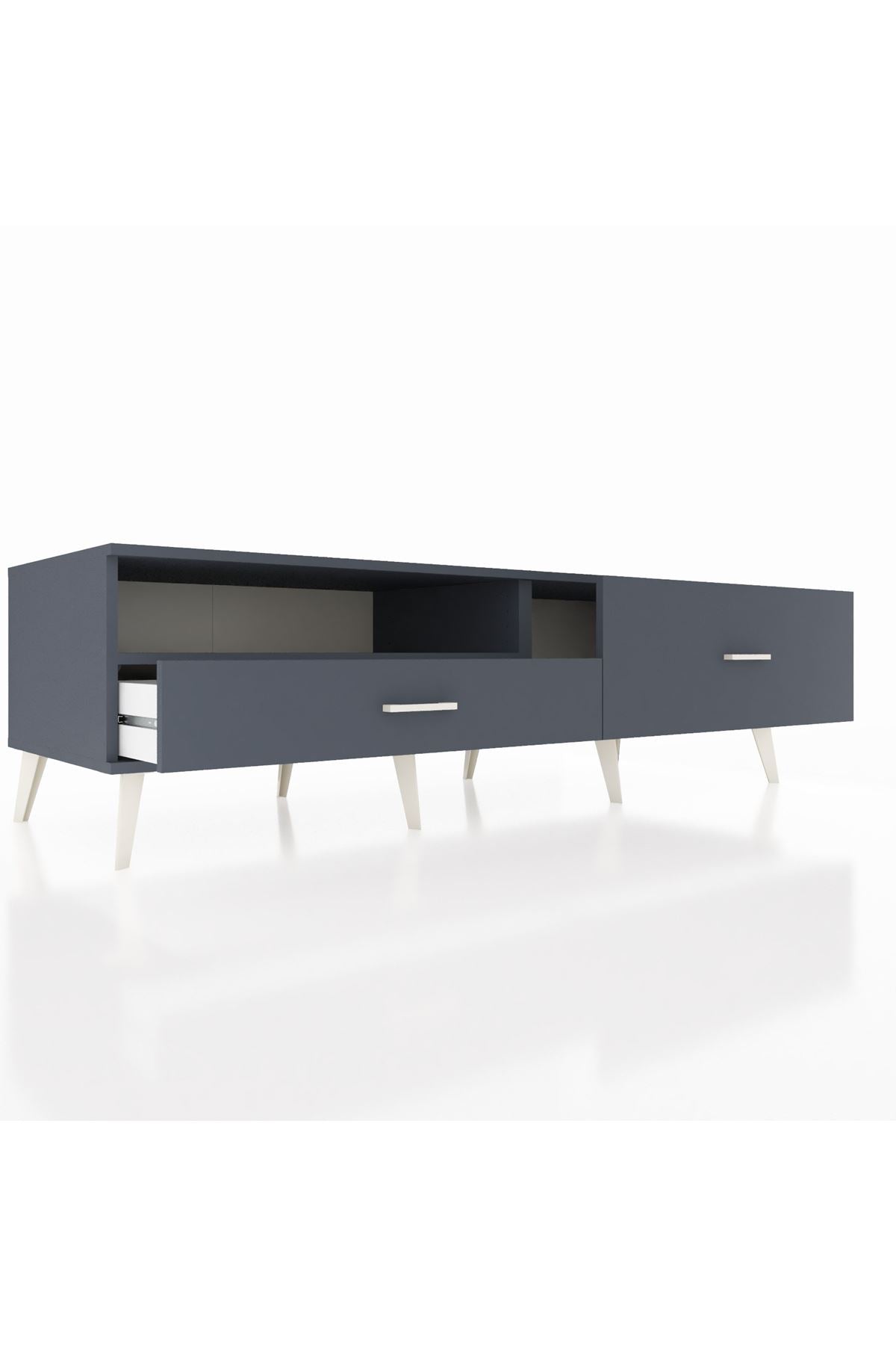 Kronos TV Ünitesi Tek Raflı 2 Çekmeceli  176x59x51 Antrasit-Antrasit/Antrasit