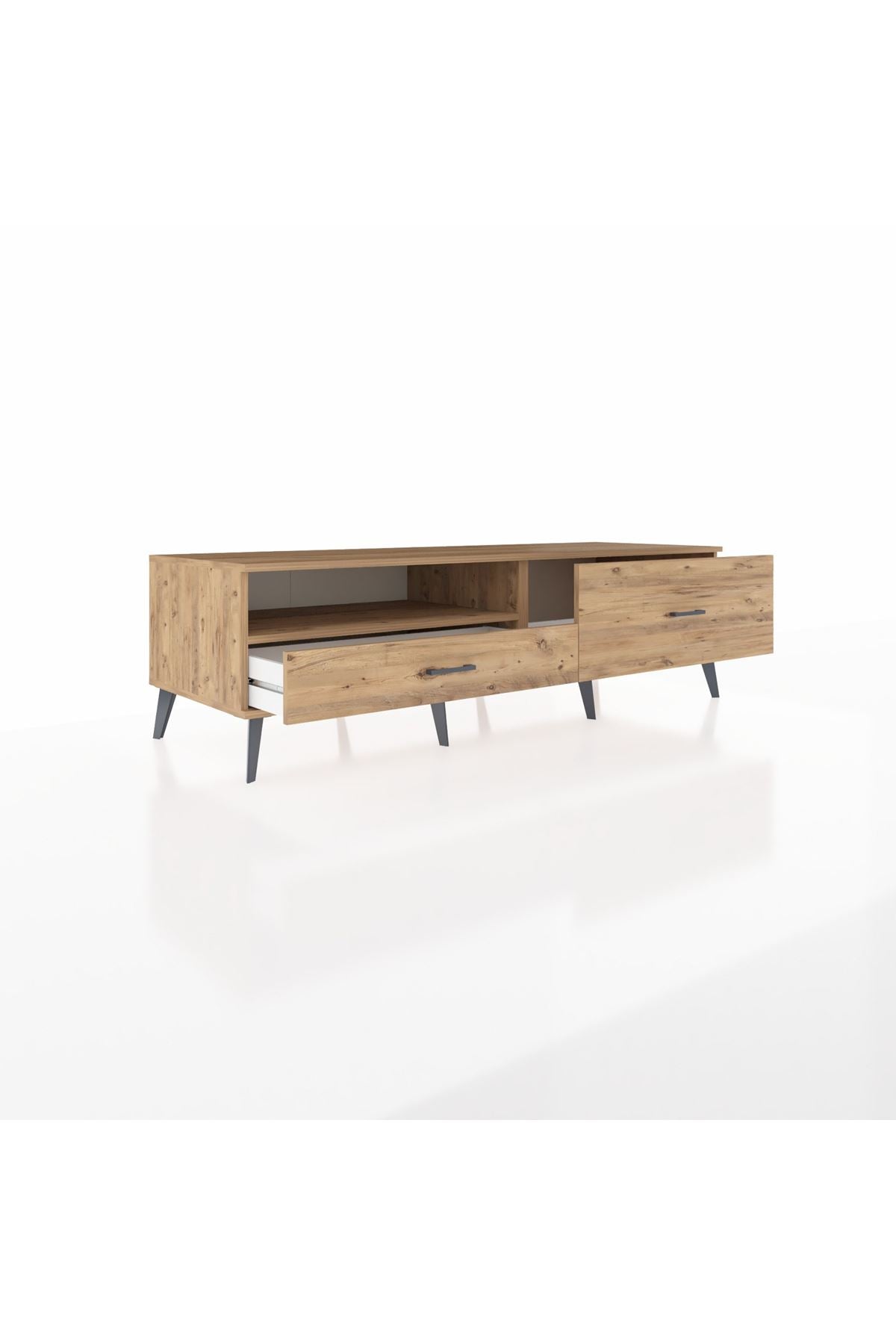 Kronos TV Ünitesi Tek Raflı 2 Çekmeceli  176x59x51 Çam-Çam/Çam