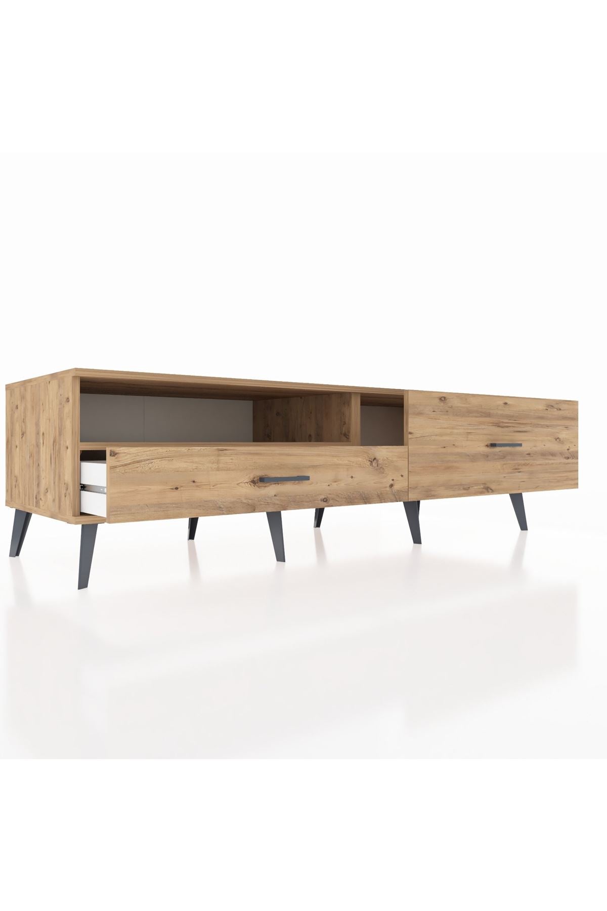 Kronos TV Ünitesi Tek Raflı 2 Çekmeceli  176x59x51 Çam-Çam/Çam