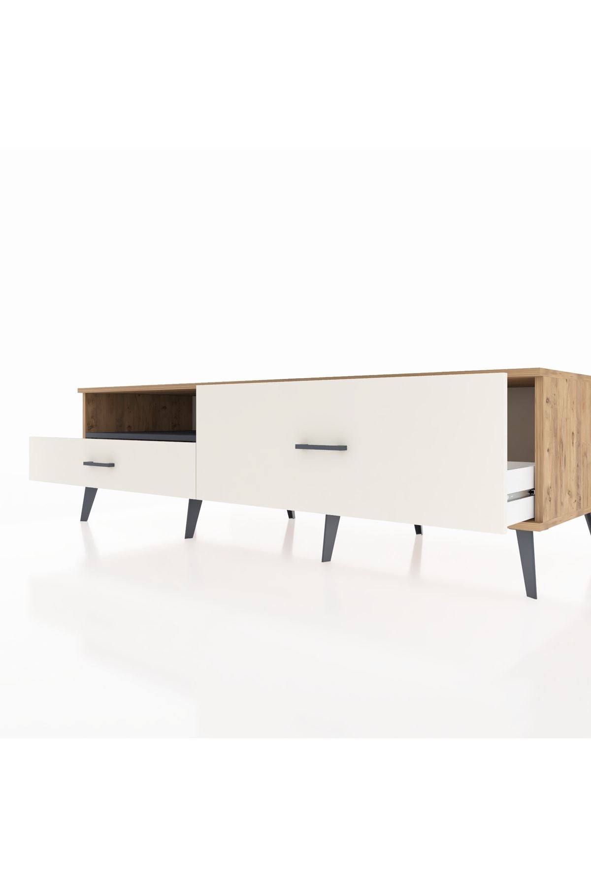 Kronos TV Ünitesi Tek Raflı 2 Çekmeceli  176x59x51 Çam-Antrasit/Aytaşı