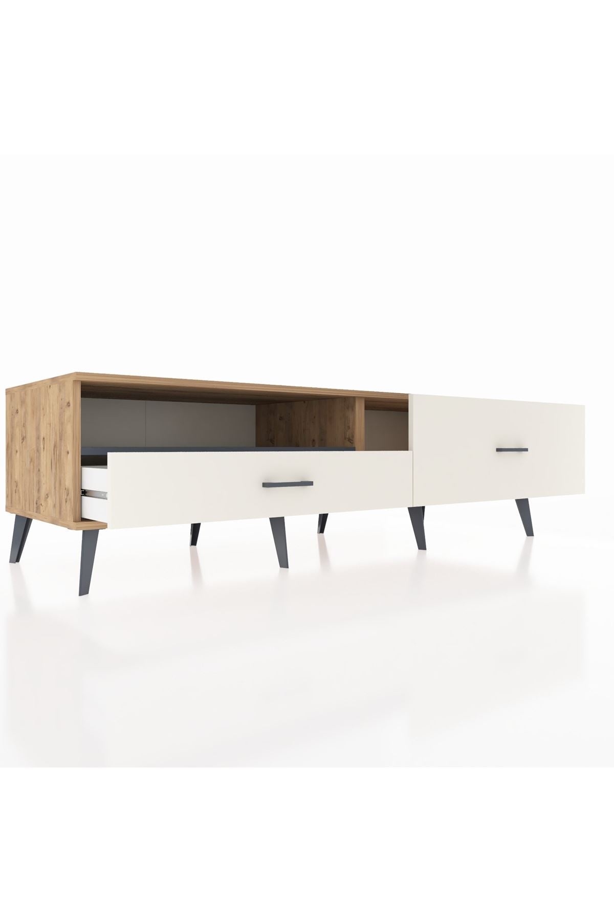 Kronos TV Ünitesi Tek Raflı 2 Çekmeceli  176x59x51 Çam-Antrasit/Aytaşı