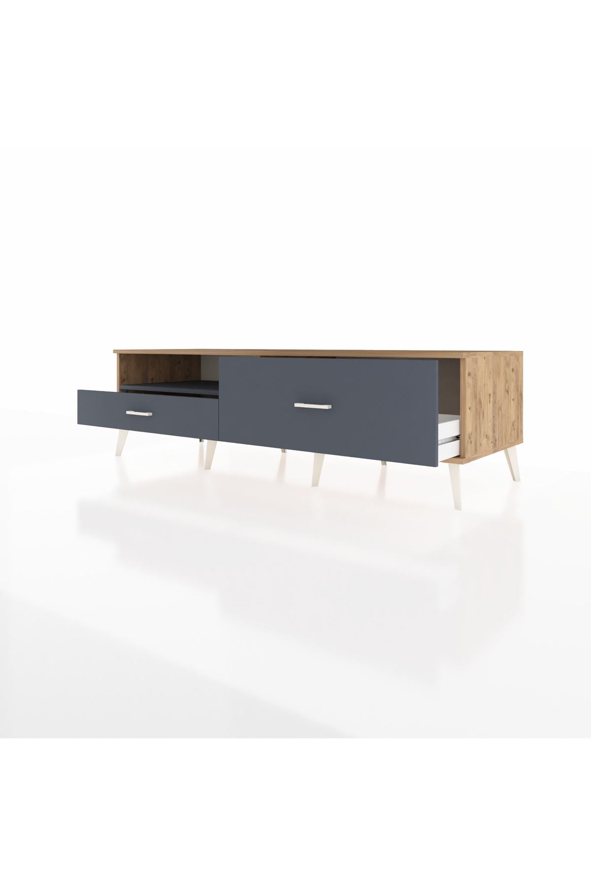 Kronos TV Ünitesi Tek Raflı 2 Çekmeceli  176x59x51 Çam-Antrasit/Antrasit