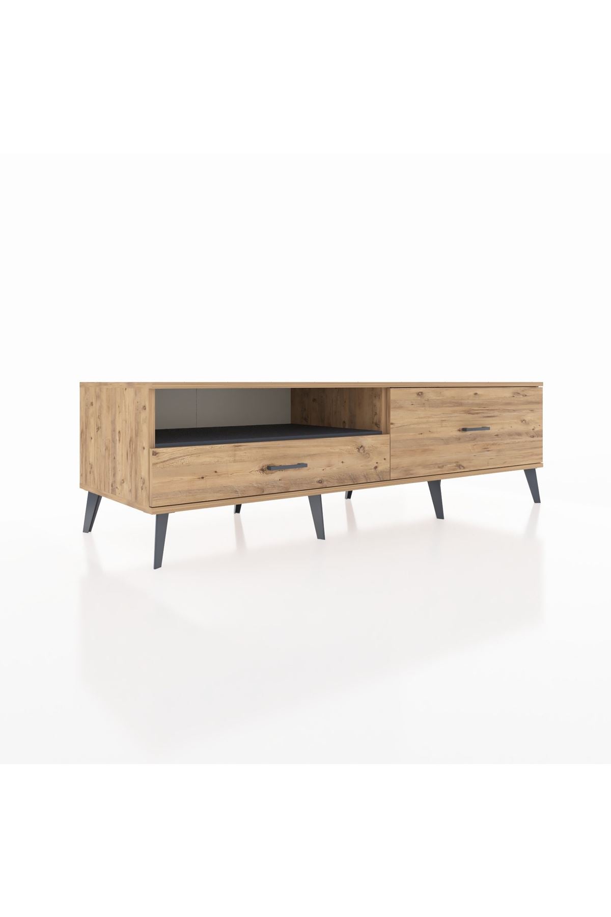 Kronos TV Ünitesi Tek Raflı 2 Çekmeceli  176x59x51 Çam-Antrasit/Çam