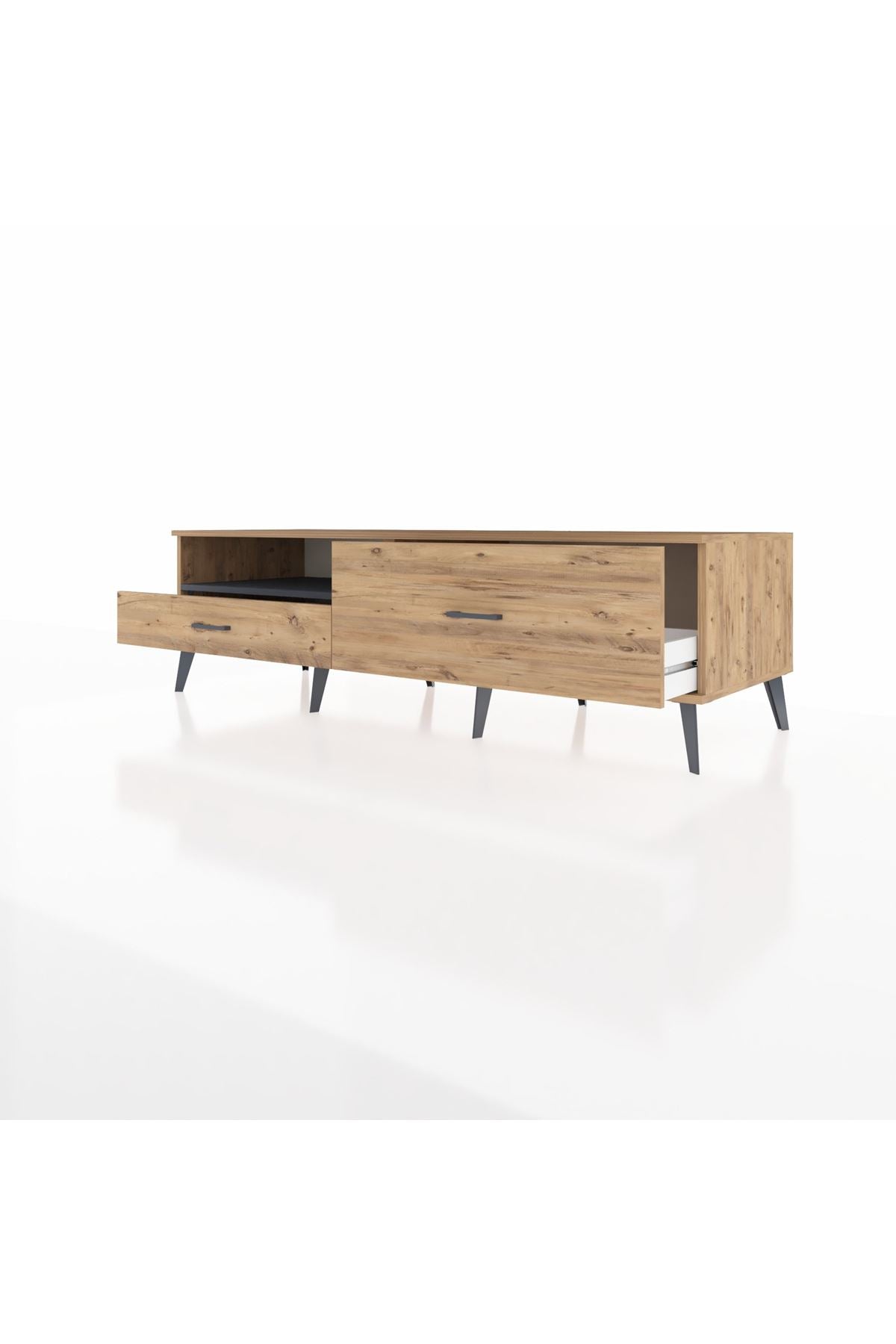 Kronos TV Ünitesi Tek Raflı 2 Çekmeceli  176x59x51 Çam-Antrasit/Çam