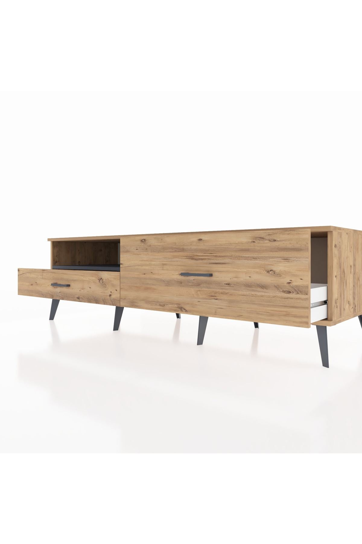 Kronos TV Ünitesi Tek Raflı 2 Çekmeceli  176x59x51 Çam-Antrasit/Çam