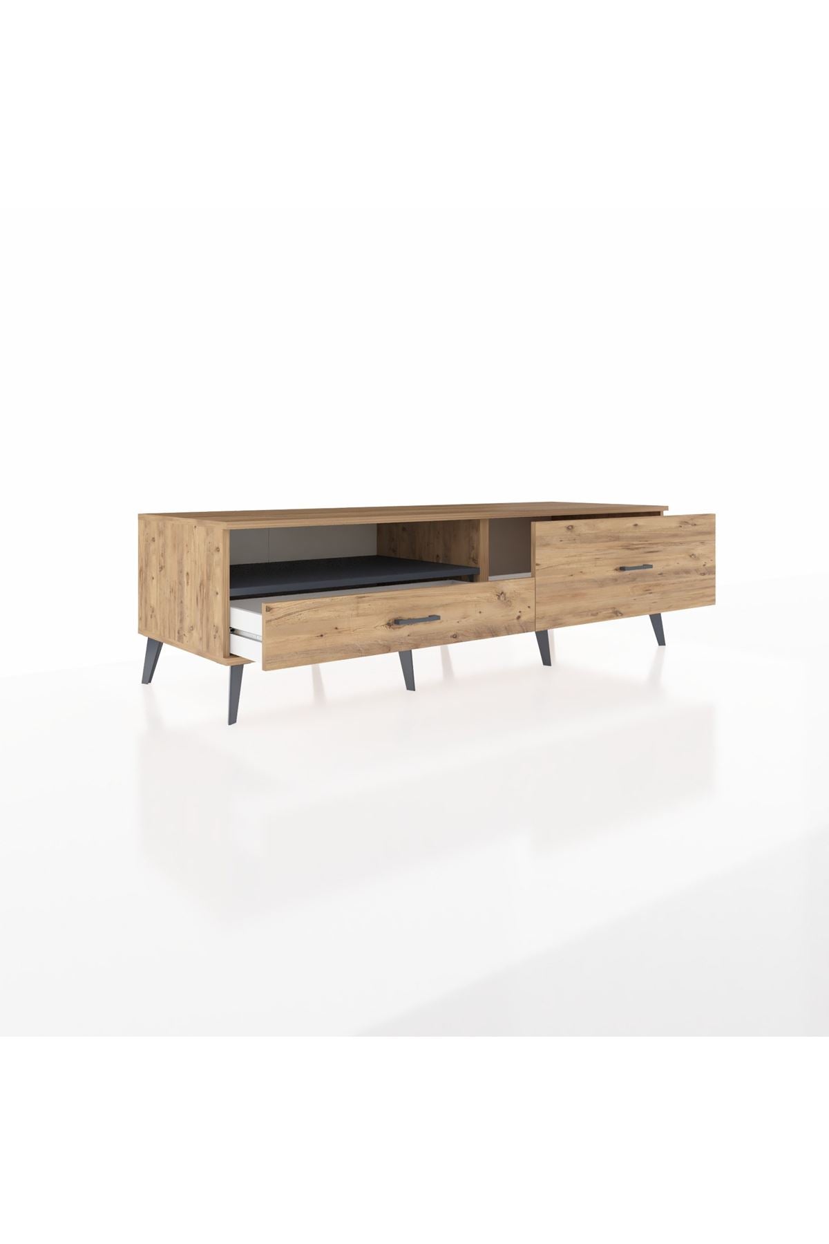 Kronos TV Ünitesi Tek Raflı 2 Çekmeceli  176x59x51 Çam-Antrasit/Çam