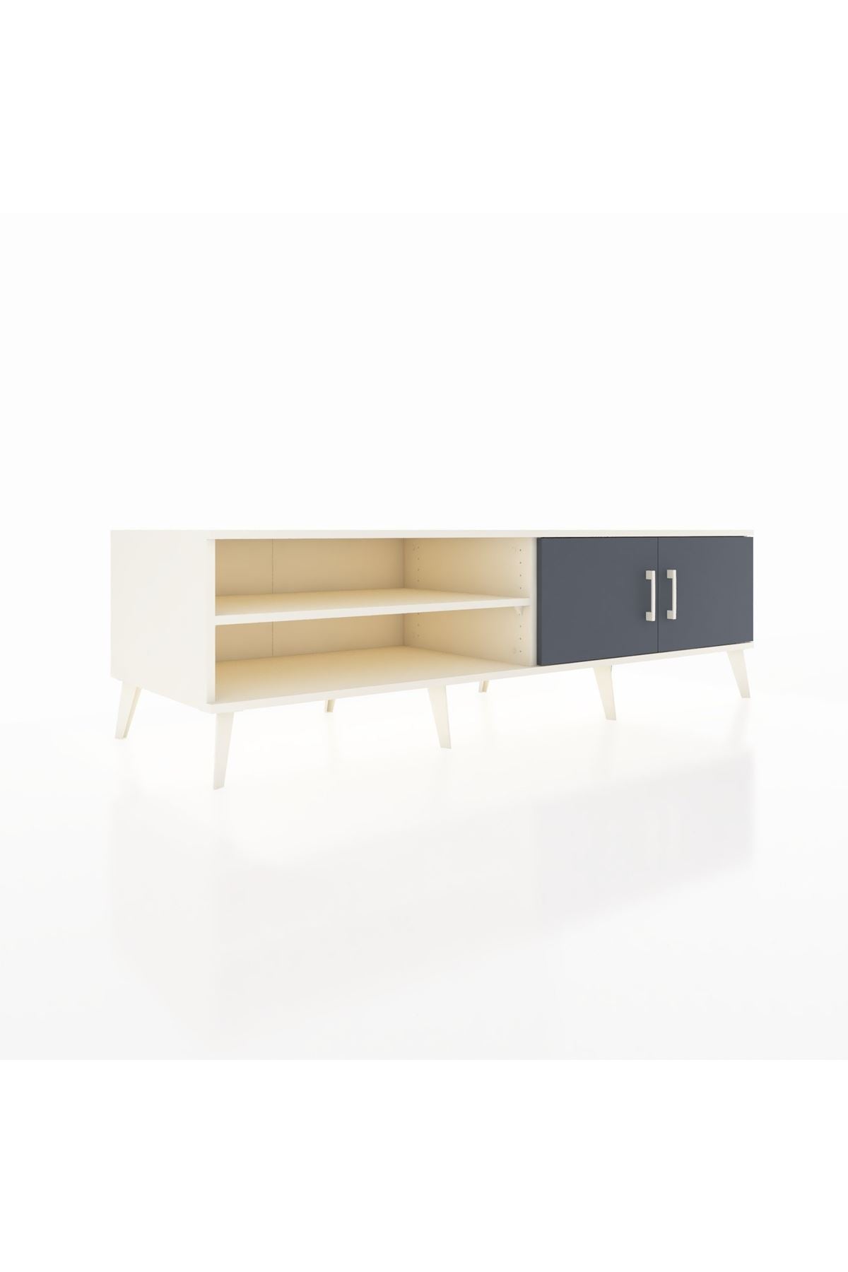 Kronos TV Ünitesi 2 Raflı 2 Kapaklı 176x59x51 Aytaşı-Antrasit/Aytaşı