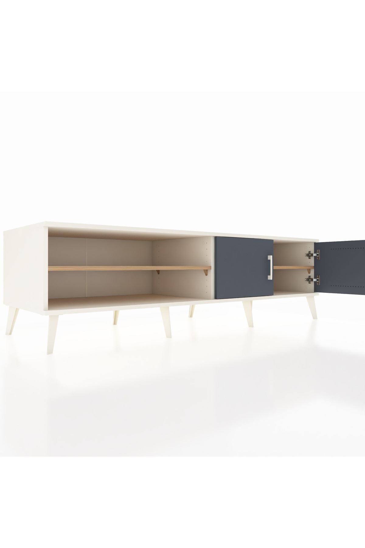 Kronos TV Ünitesi 2 Raflı 2 Kapaklı 176x59x51 Aytaşı-Antrasit/Çam